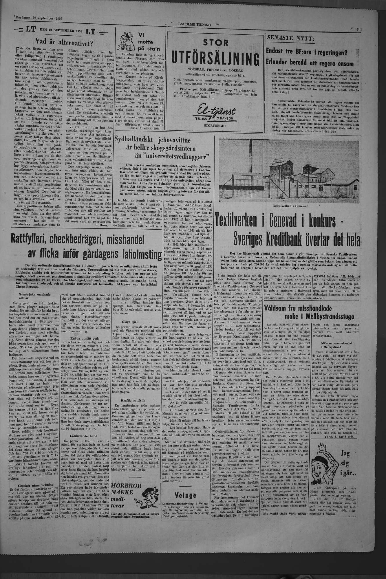 Laholms Tidning Onsdag 19 september 1956, sida 3