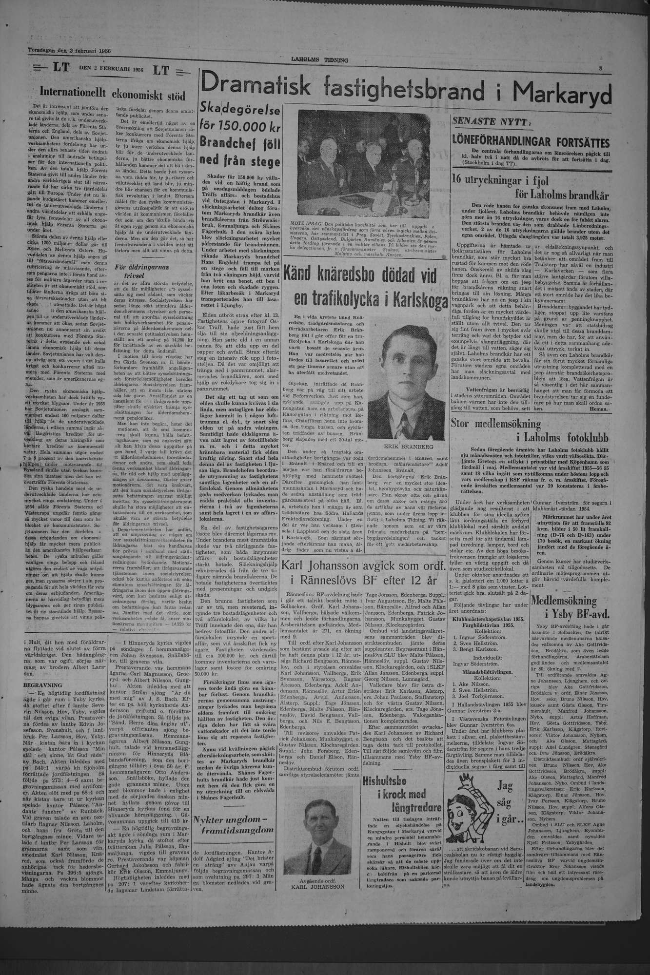 Laholms Tidning Torsdag 2 februari 1956, sida 3