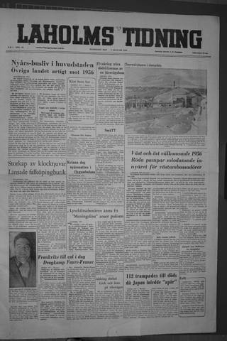 Förstasidan, Måndag 2 januari 1956