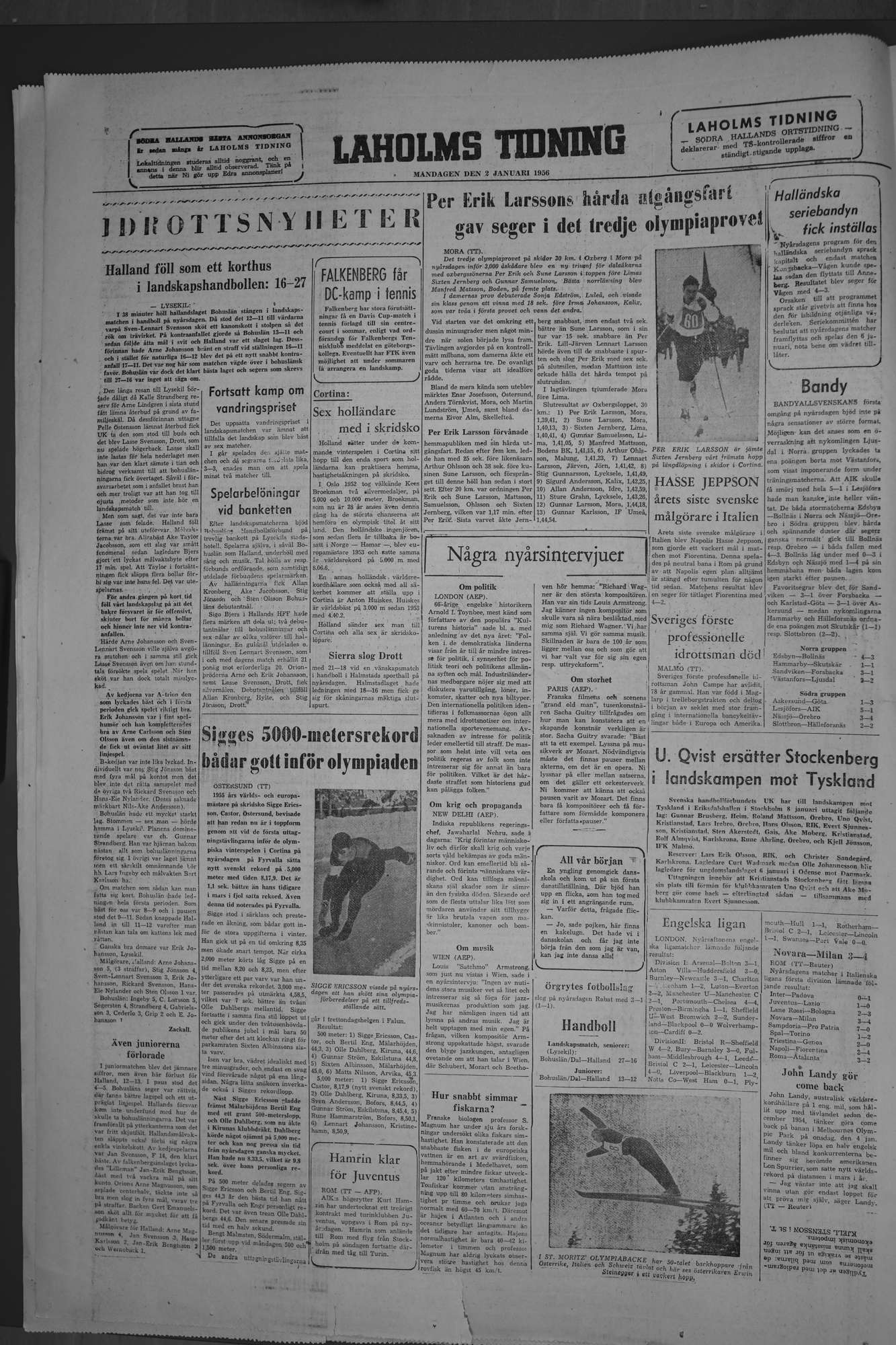 Laholms Tidning Måndag 2 januari 1956, sida 8