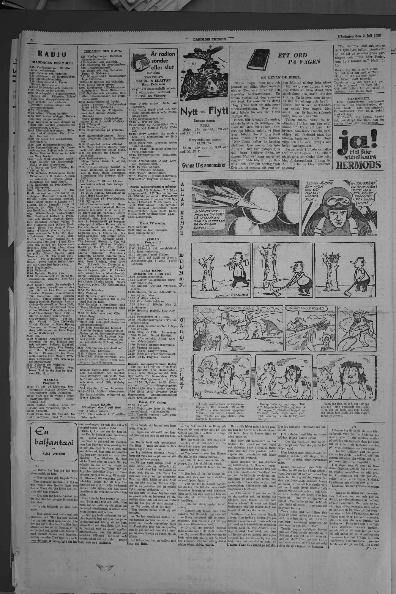 Laholms Tidning Måndag 2 juli 1956, sida 6