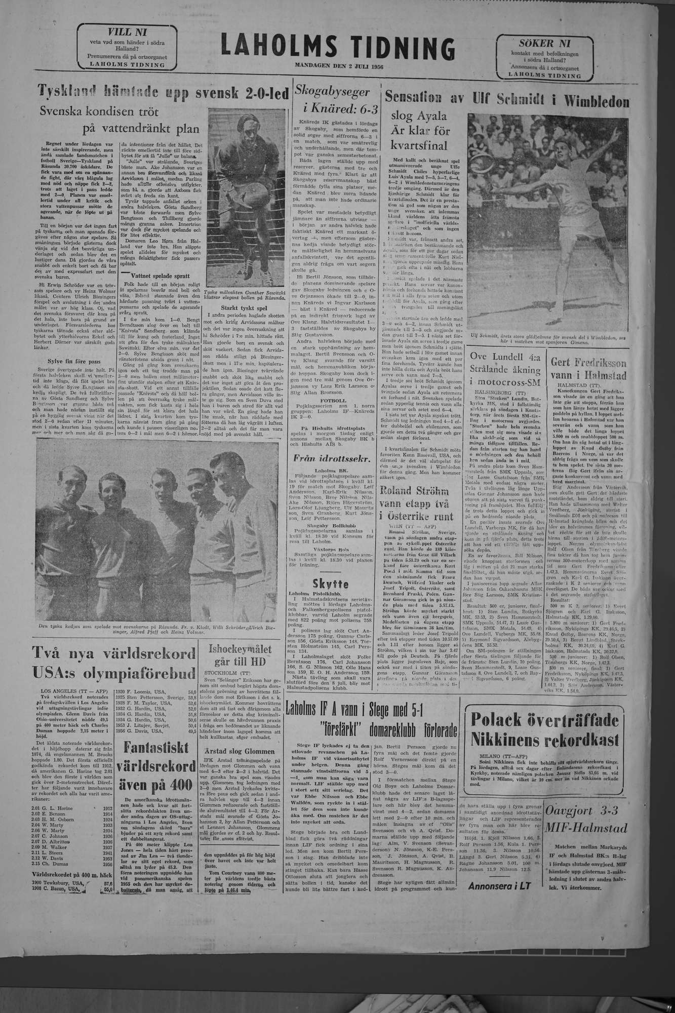 Laholms Tidning Måndag 2 juli 1956, sida 8