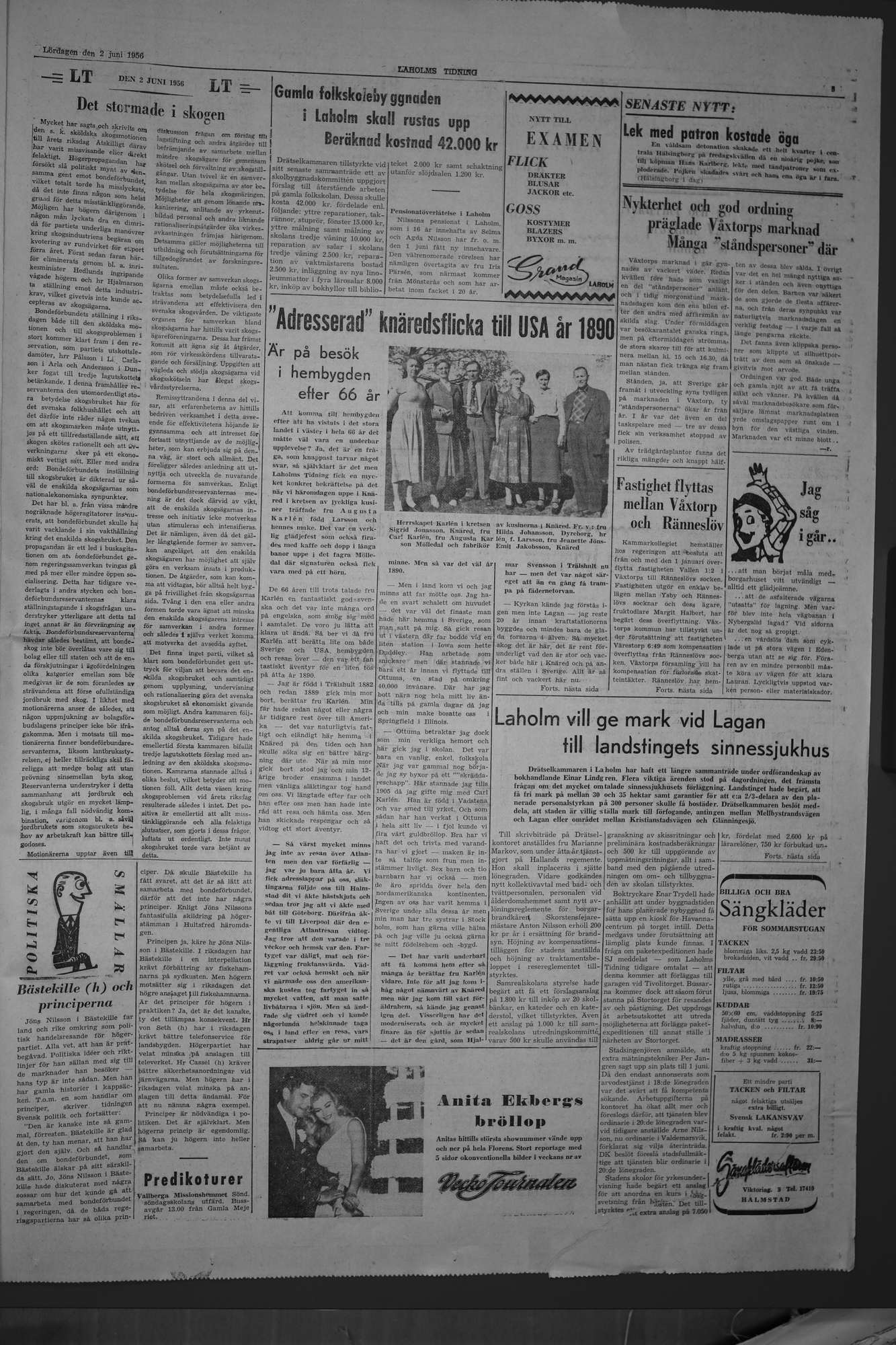 Laholms Tidning Lördag 2 juni 1956, sida 3