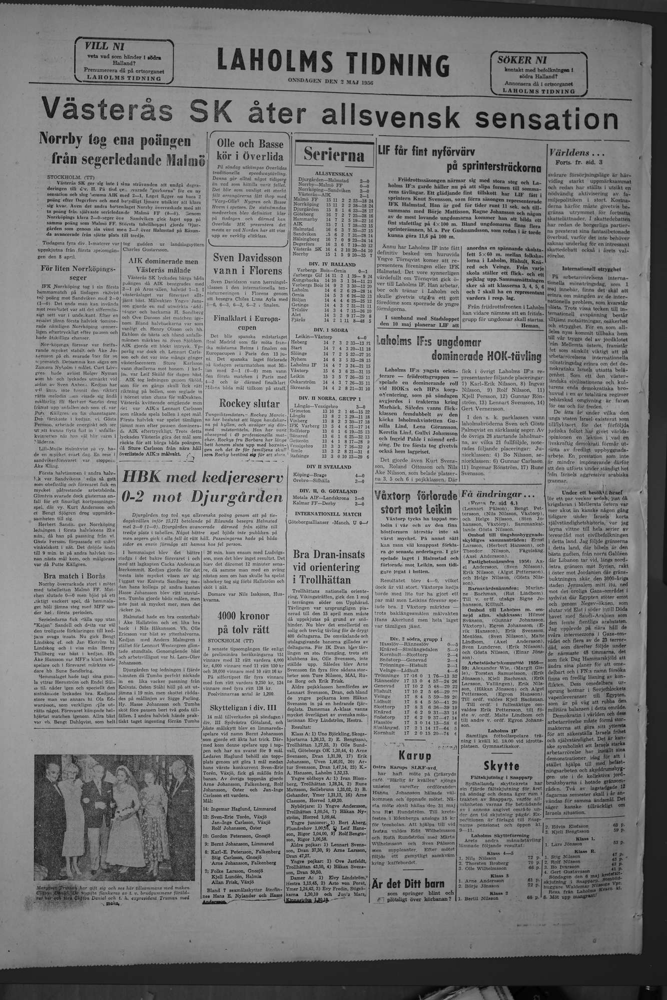Laholms Tidning Onsdag 2 maj 1956, sida 8