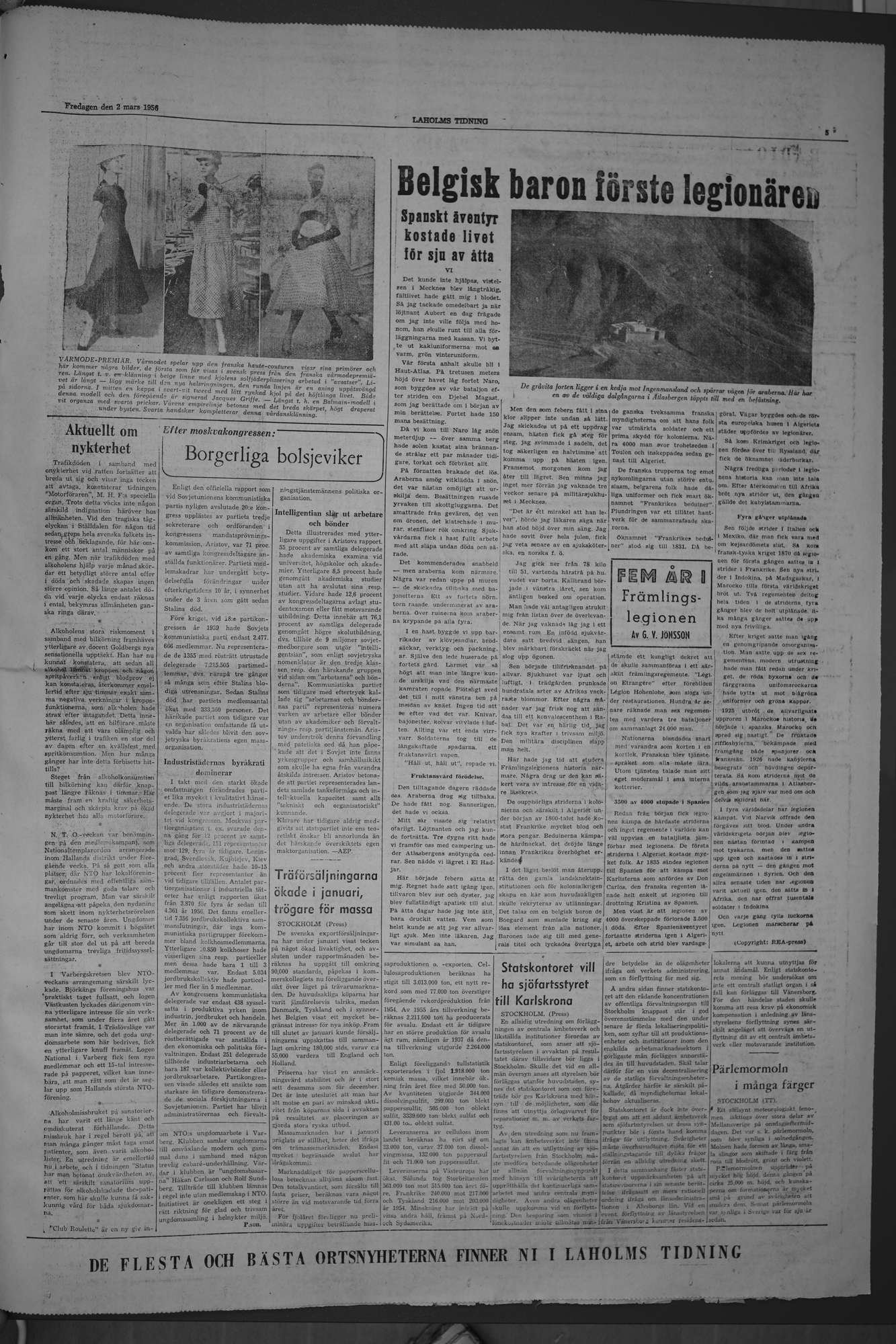 Laholms Tidning Fredag 2 mars 1956, sida 5