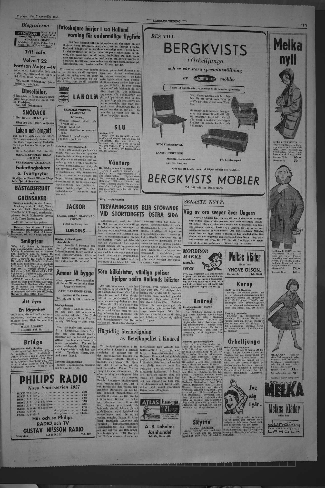 Laholms Tidning Fredag 2 november 1956, sida 3