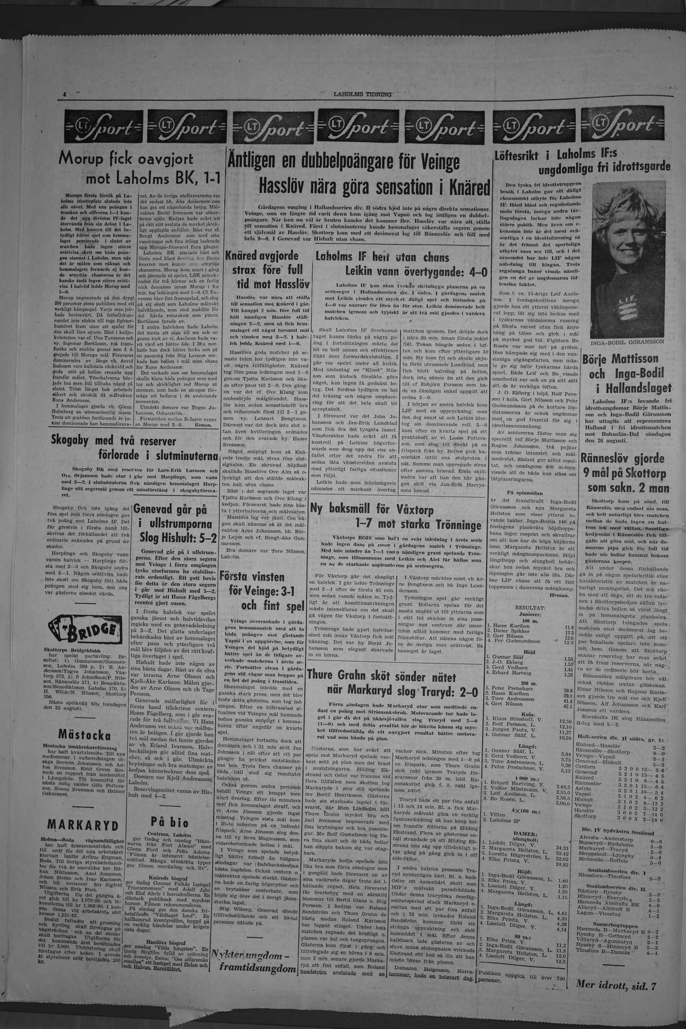 Laholms Tidning Måndag 20 augusti 1956, sida 4