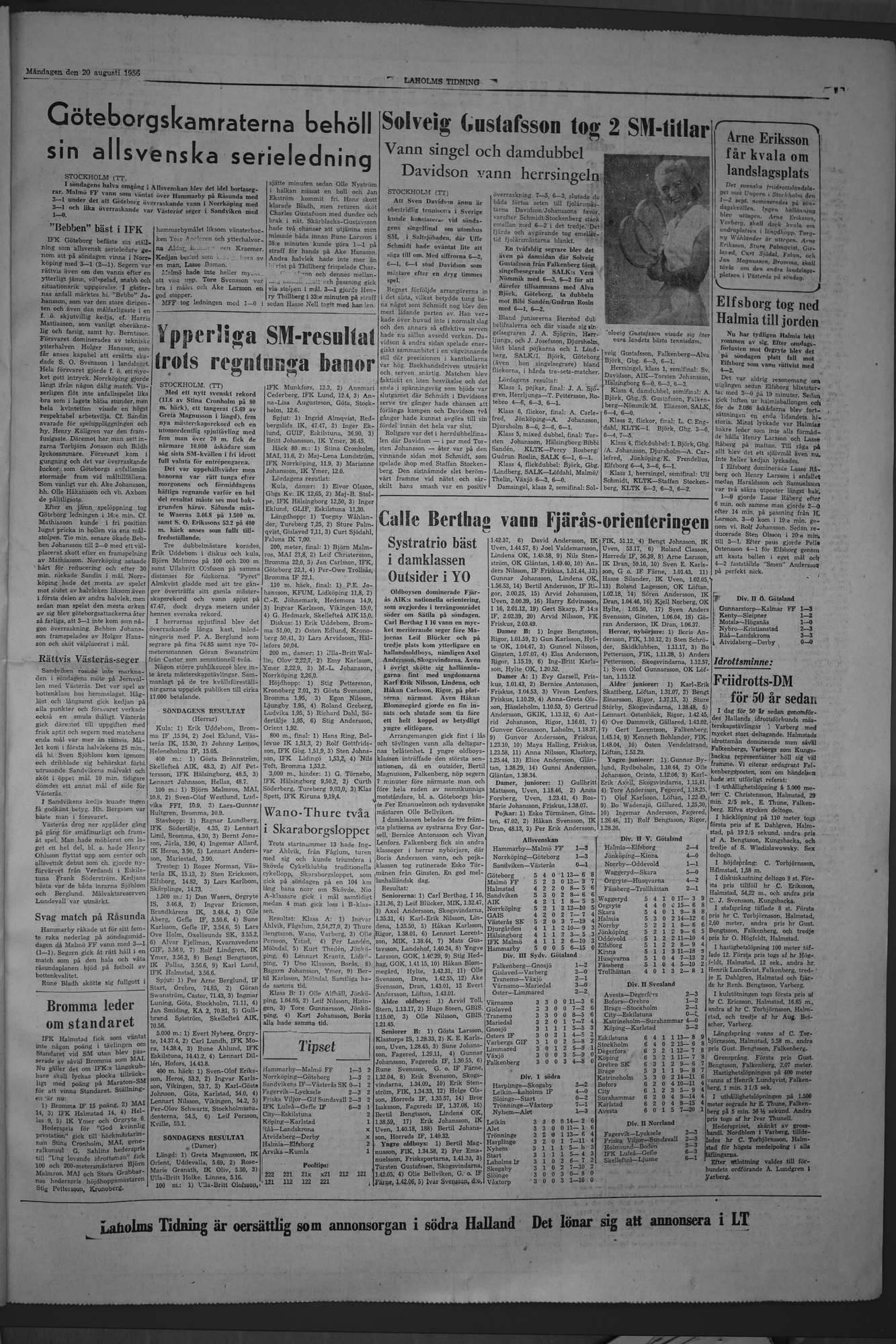 Laholms Tidning Måndag 20 augusti 1956, sida 7