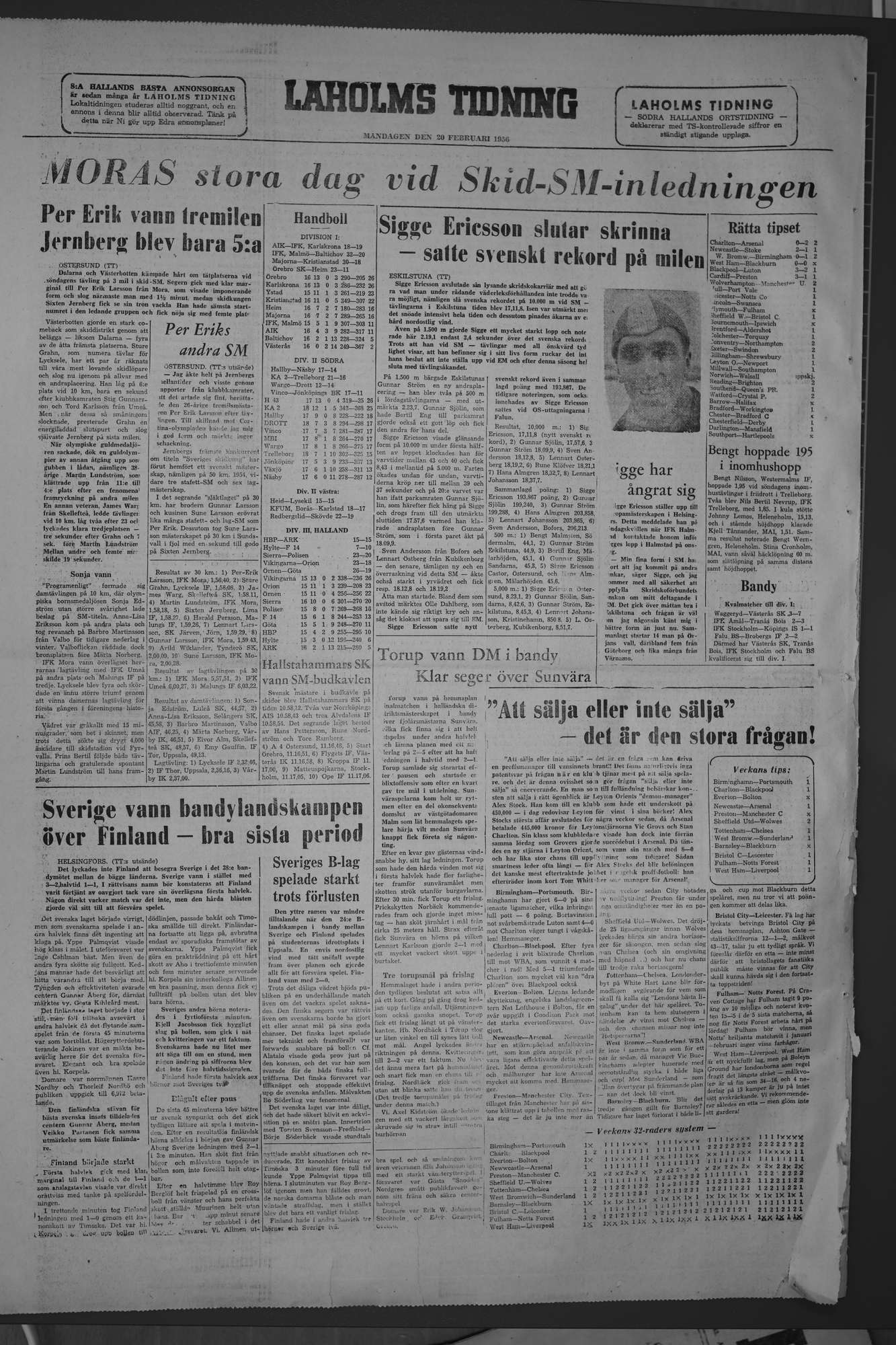 Laholms Tidning Måndag 20 februari 1956, sida 8