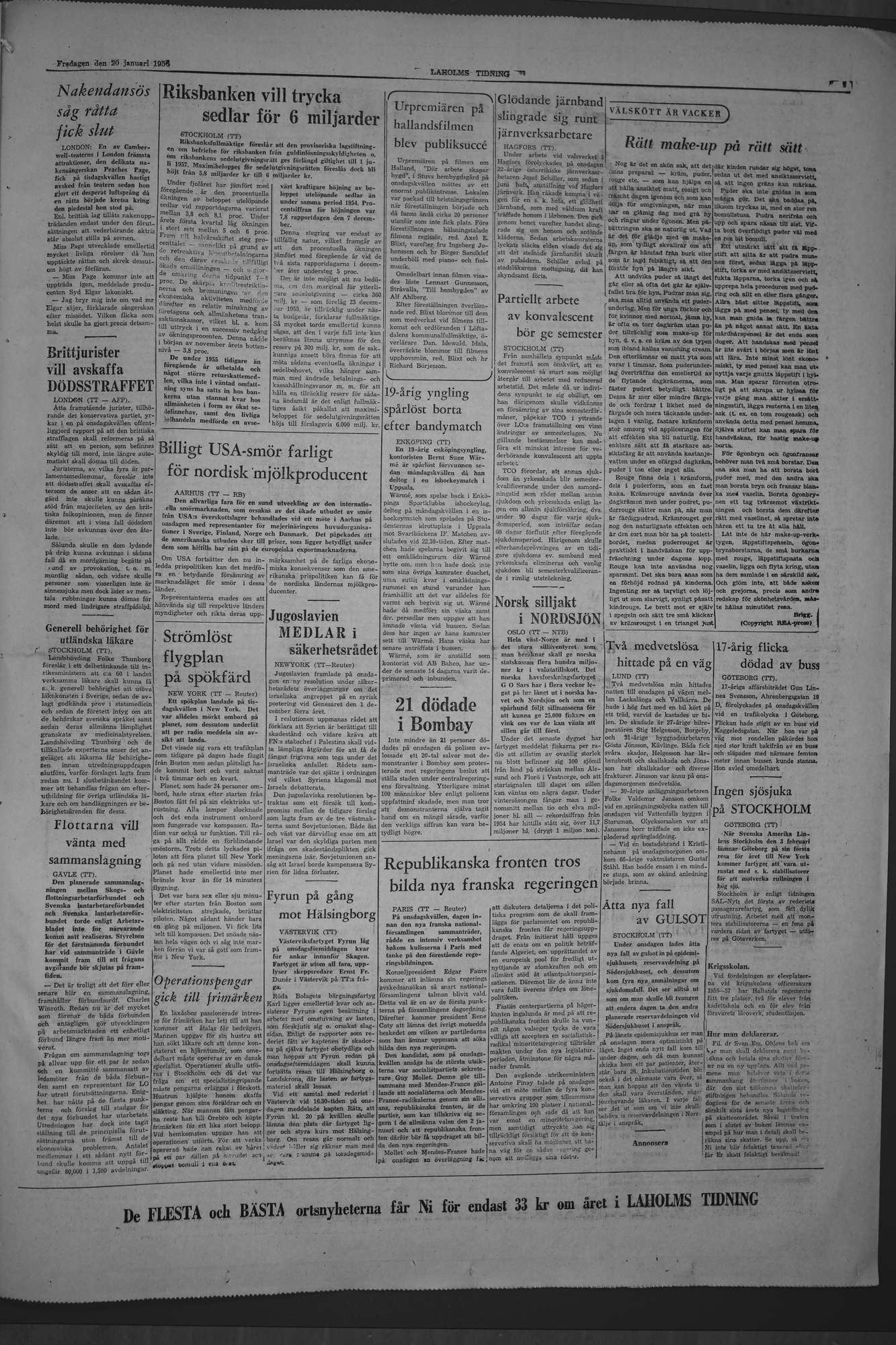 Laholms Tidning Fredag 20 januari 1956, sida 7