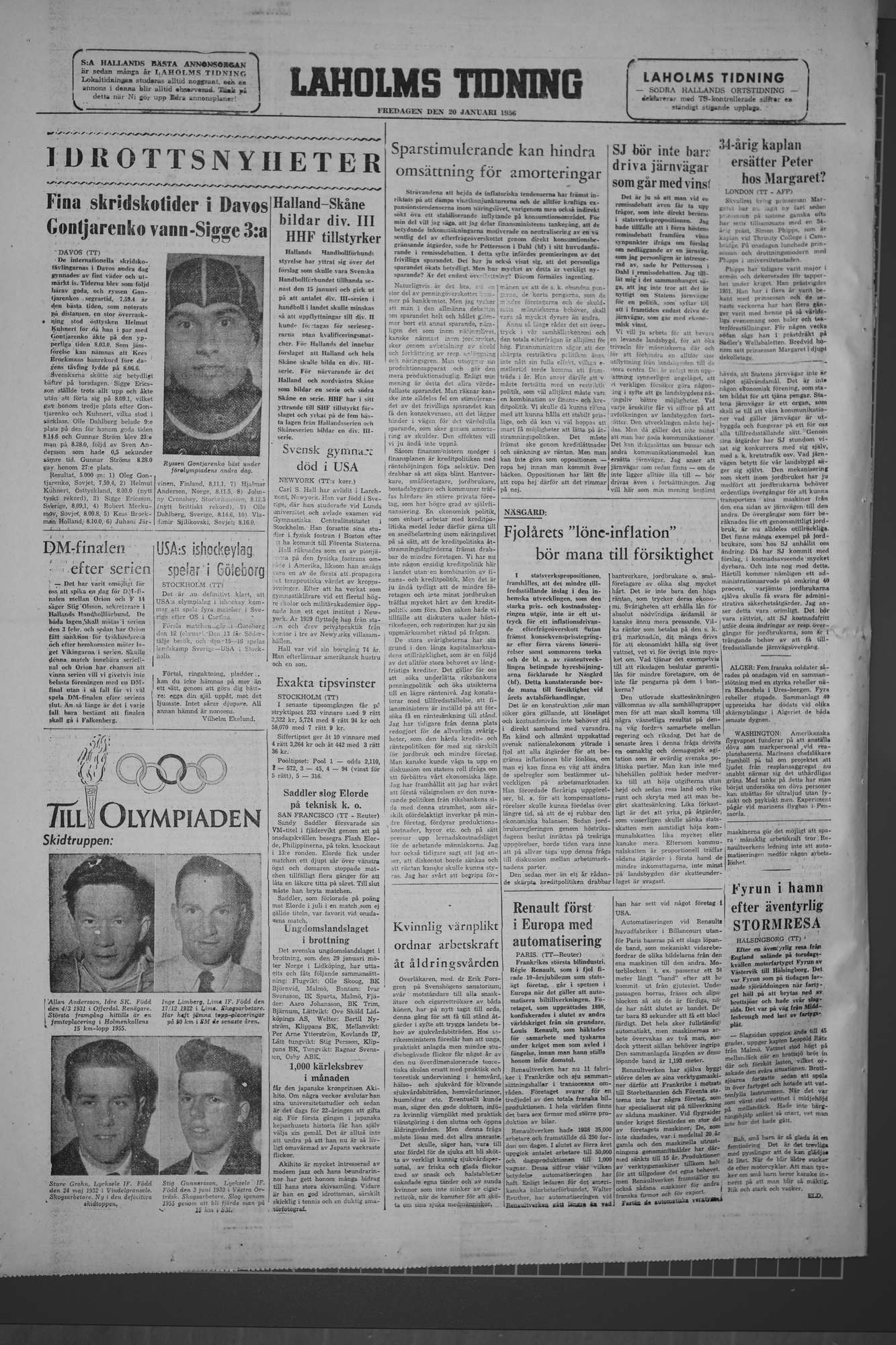 Laholms Tidning Fredag 20 januari 1956, sida 8