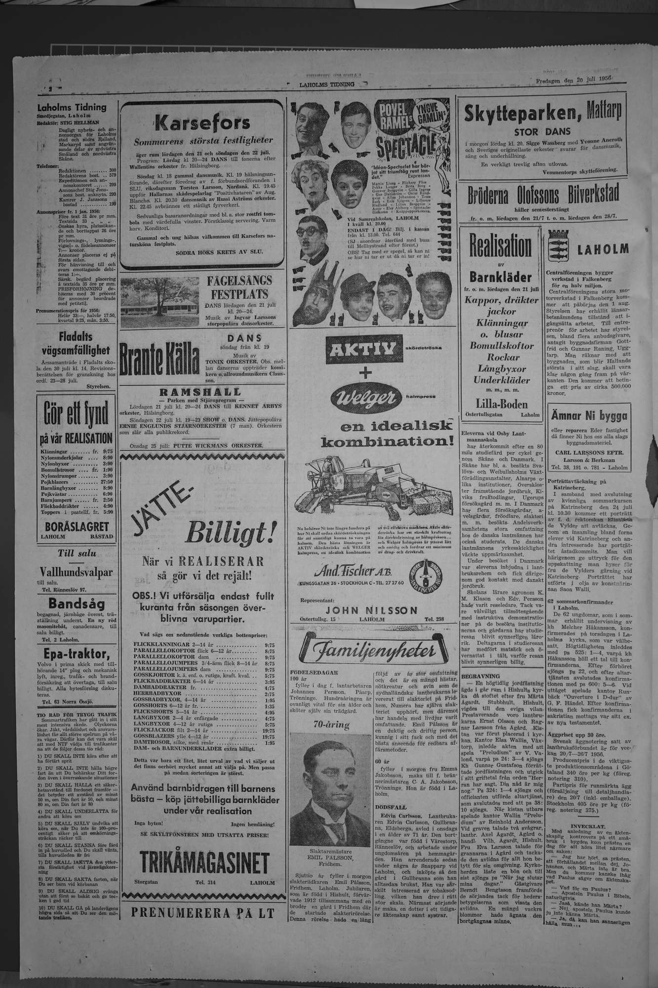 Laholms Tidning Fredag 20 juli 1956, sida 2
