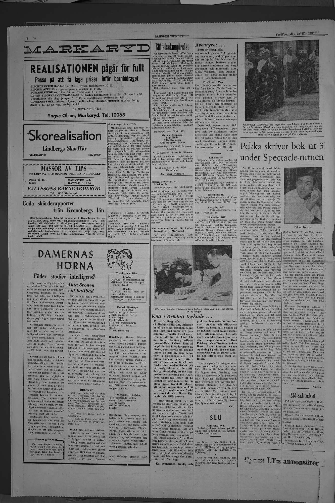 Laholms Tidning Fredag 20 juli 1956, sida 4