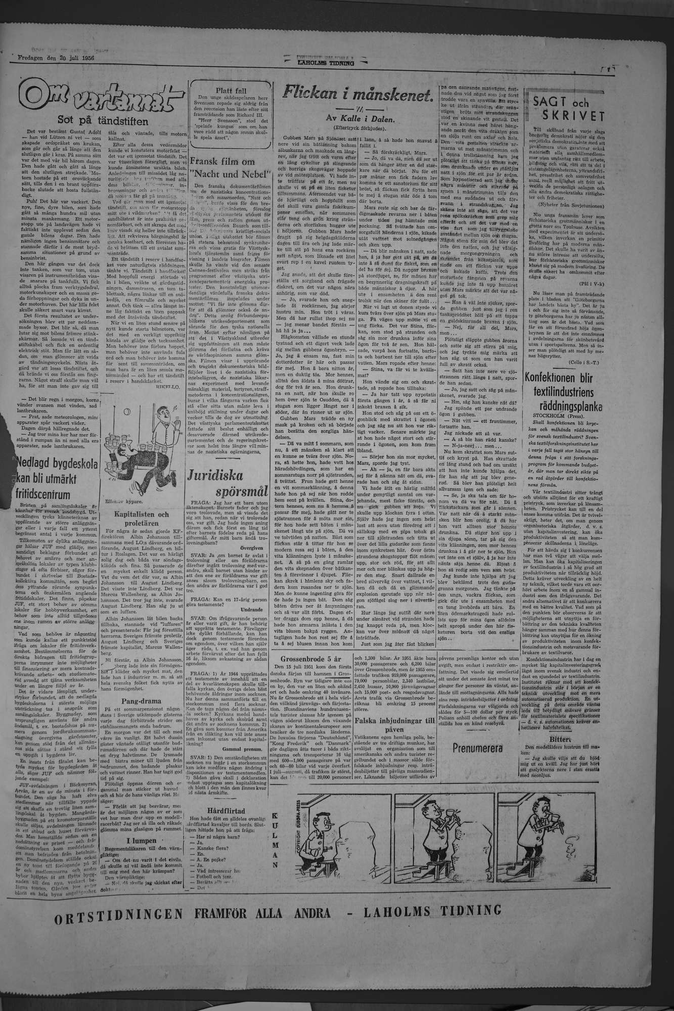 Laholms Tidning Fredag 20 juli 1956, sida 7