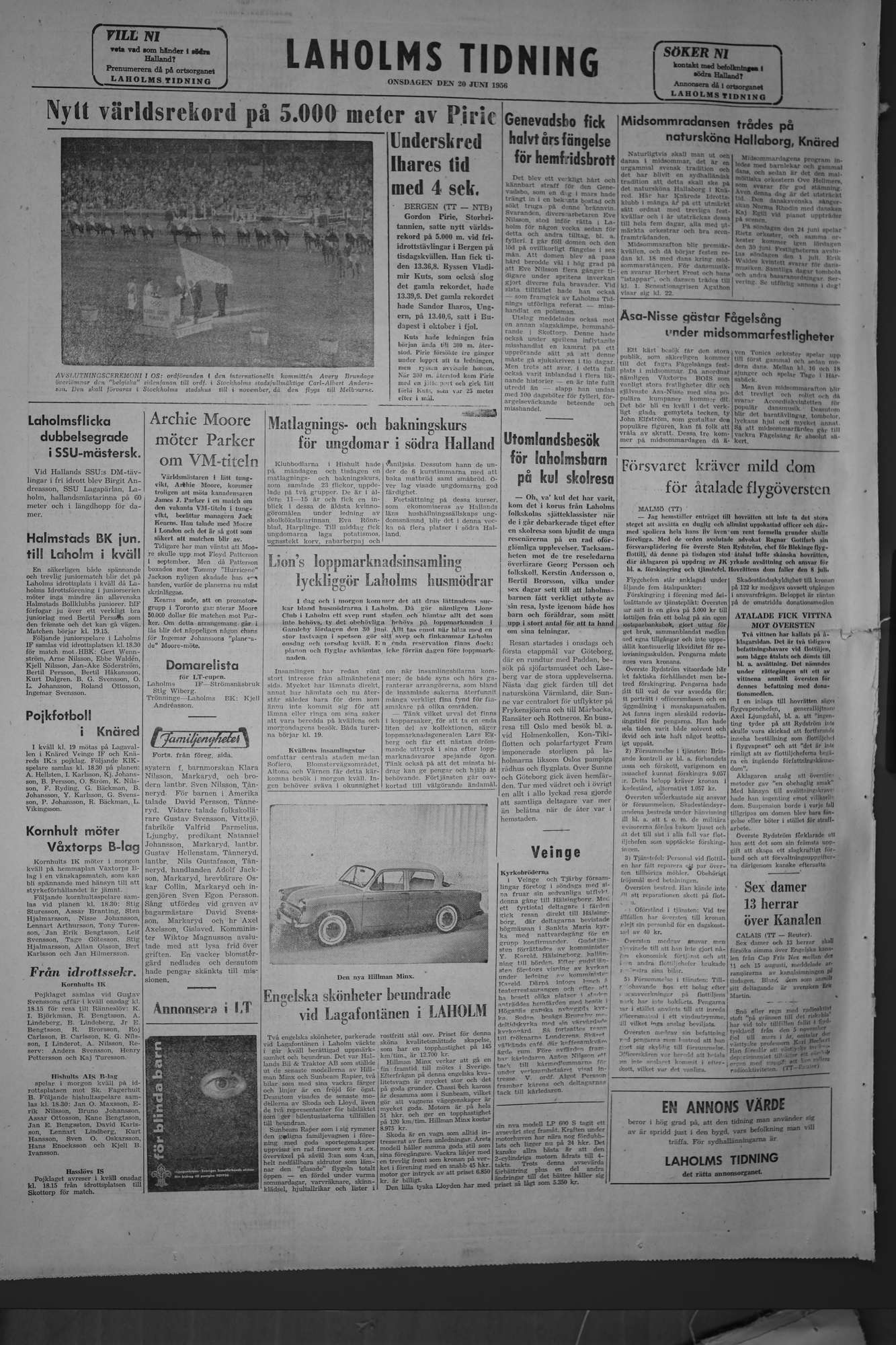 Laholms Tidning Onsdag 20 juni 1956, sida 6