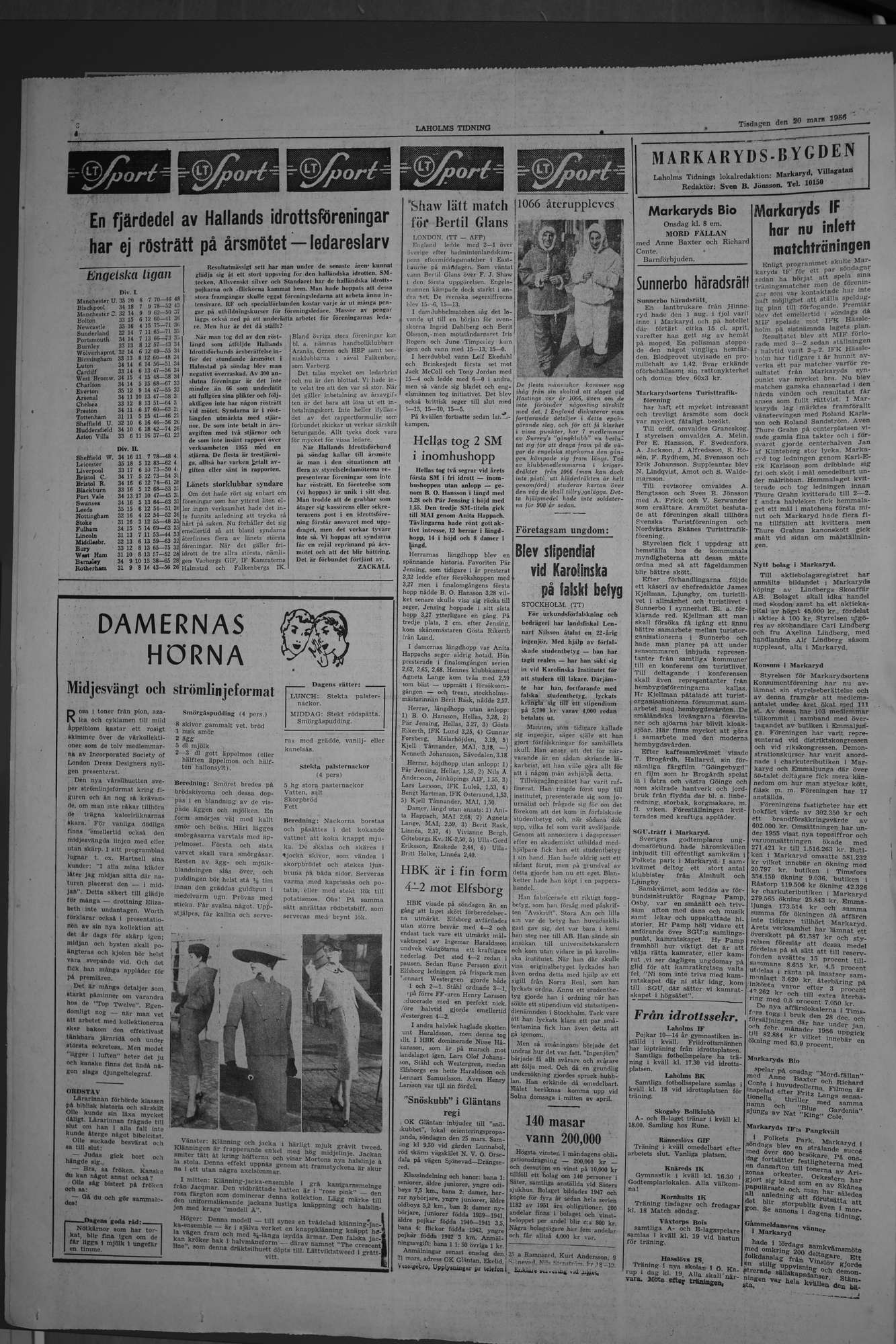 Laholms Tidning Tisdag 20 mars 1956, sida 4