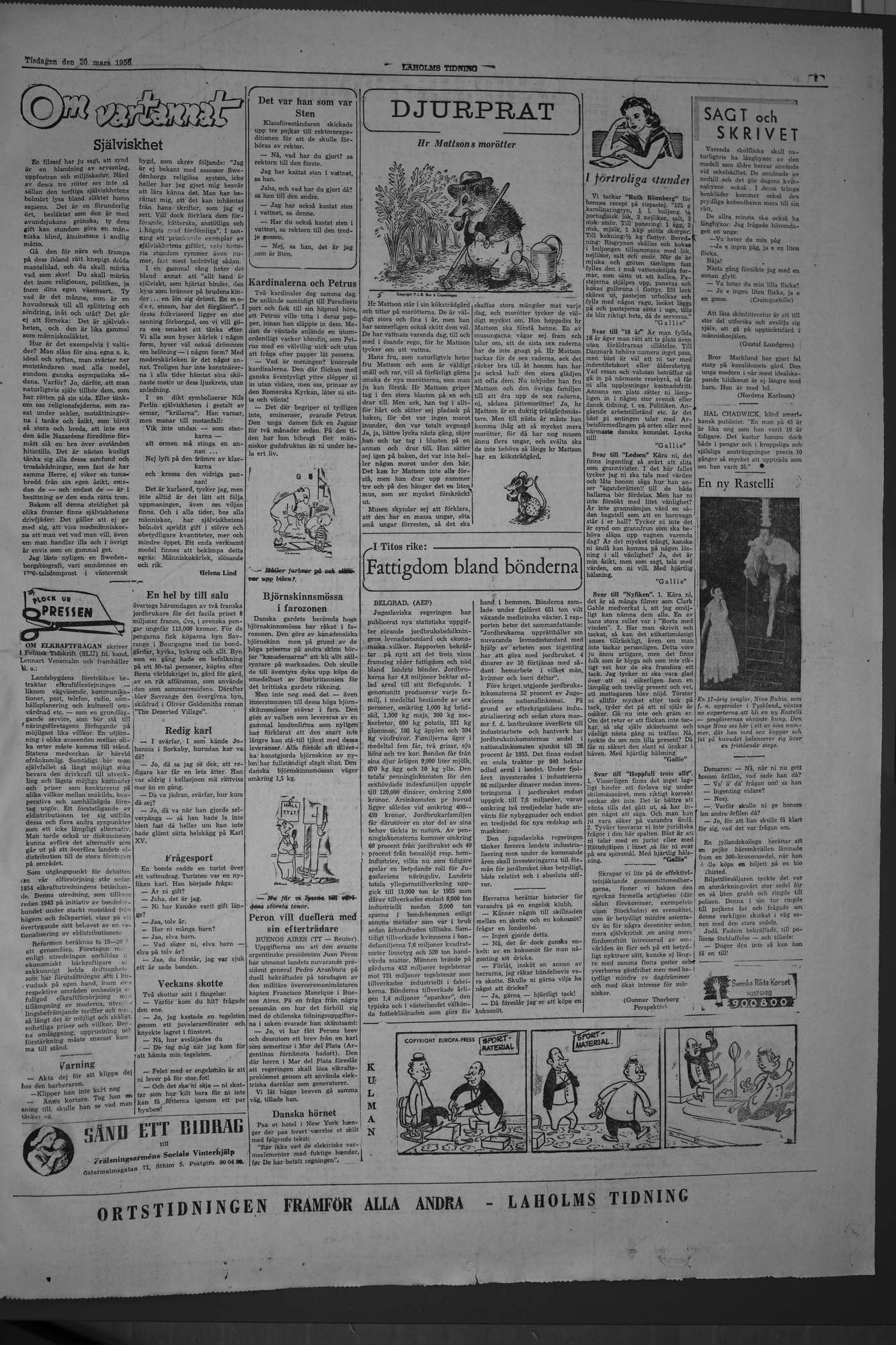 Laholms Tidning Tisdag 20 mars 1956, sida 7