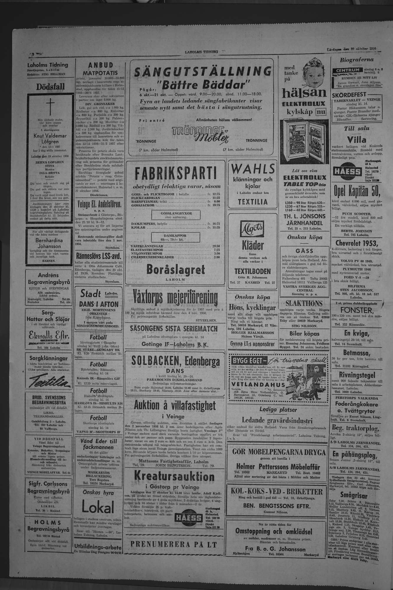 Laholms Tidning Lördag 20 oktober 1956, sida 2