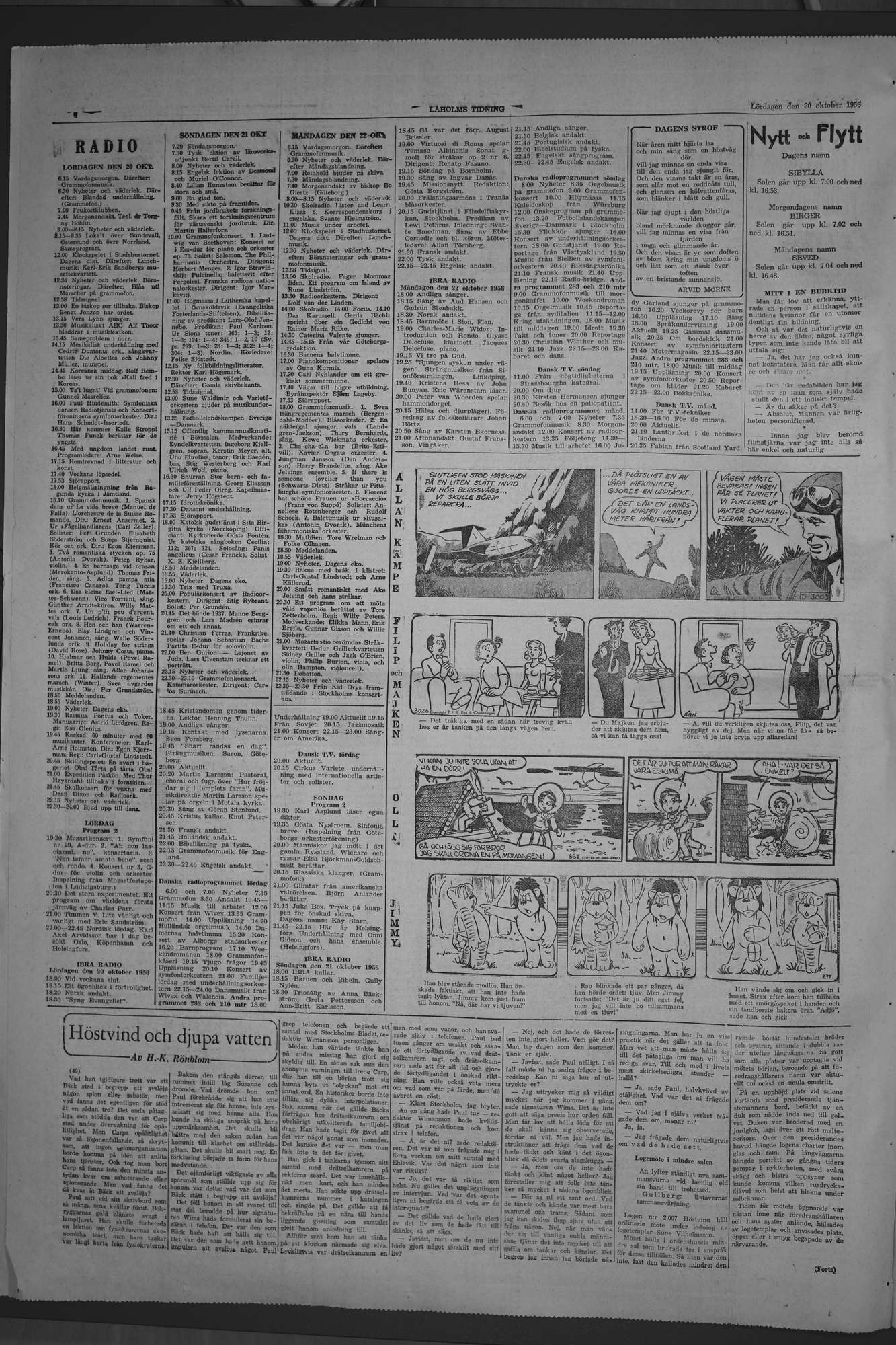 Laholms Tidning Lördag 20 oktober 1956, sida 6