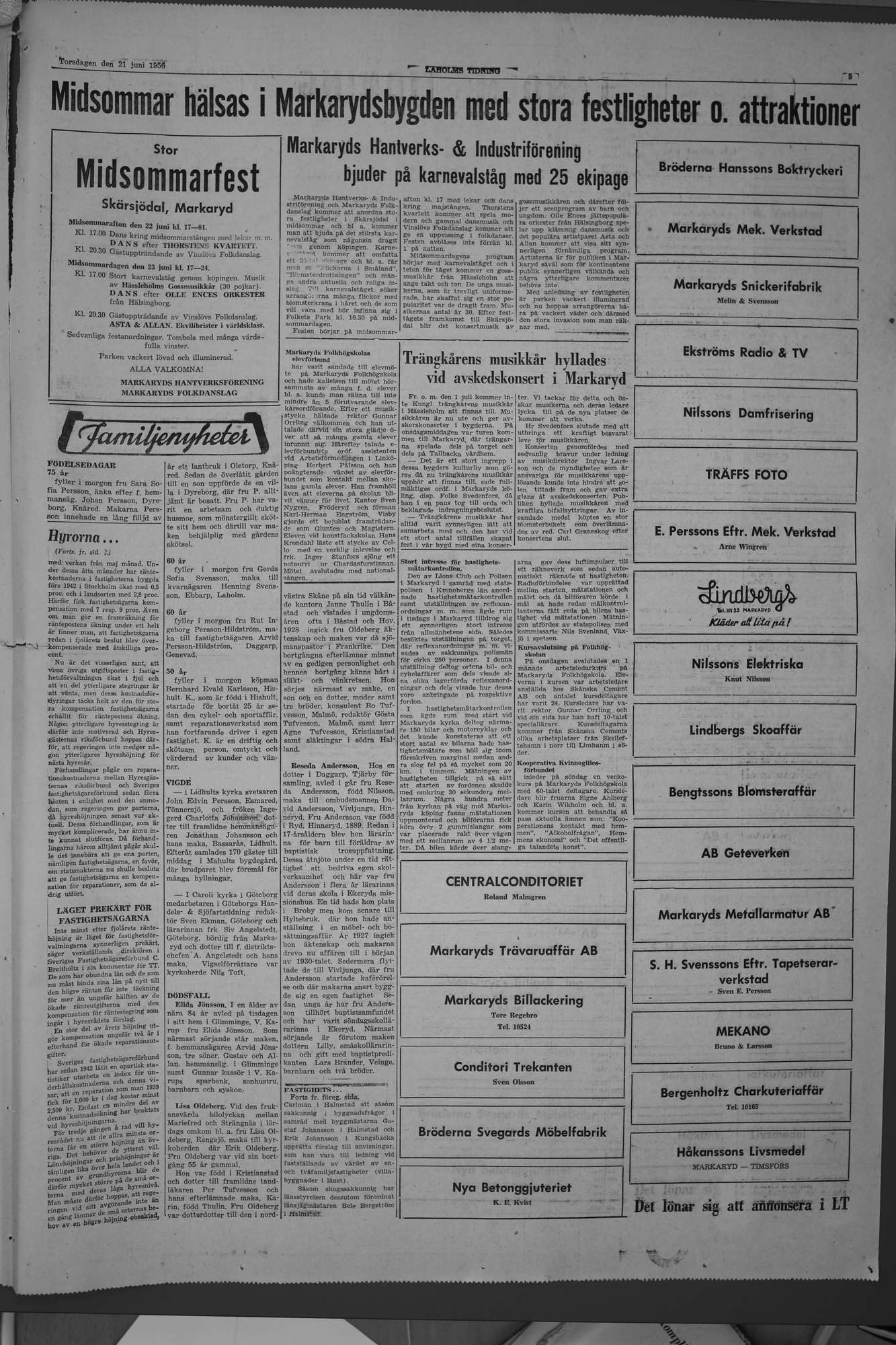 Laholms Tidning Torsdag 21 juni 1956, sida 5