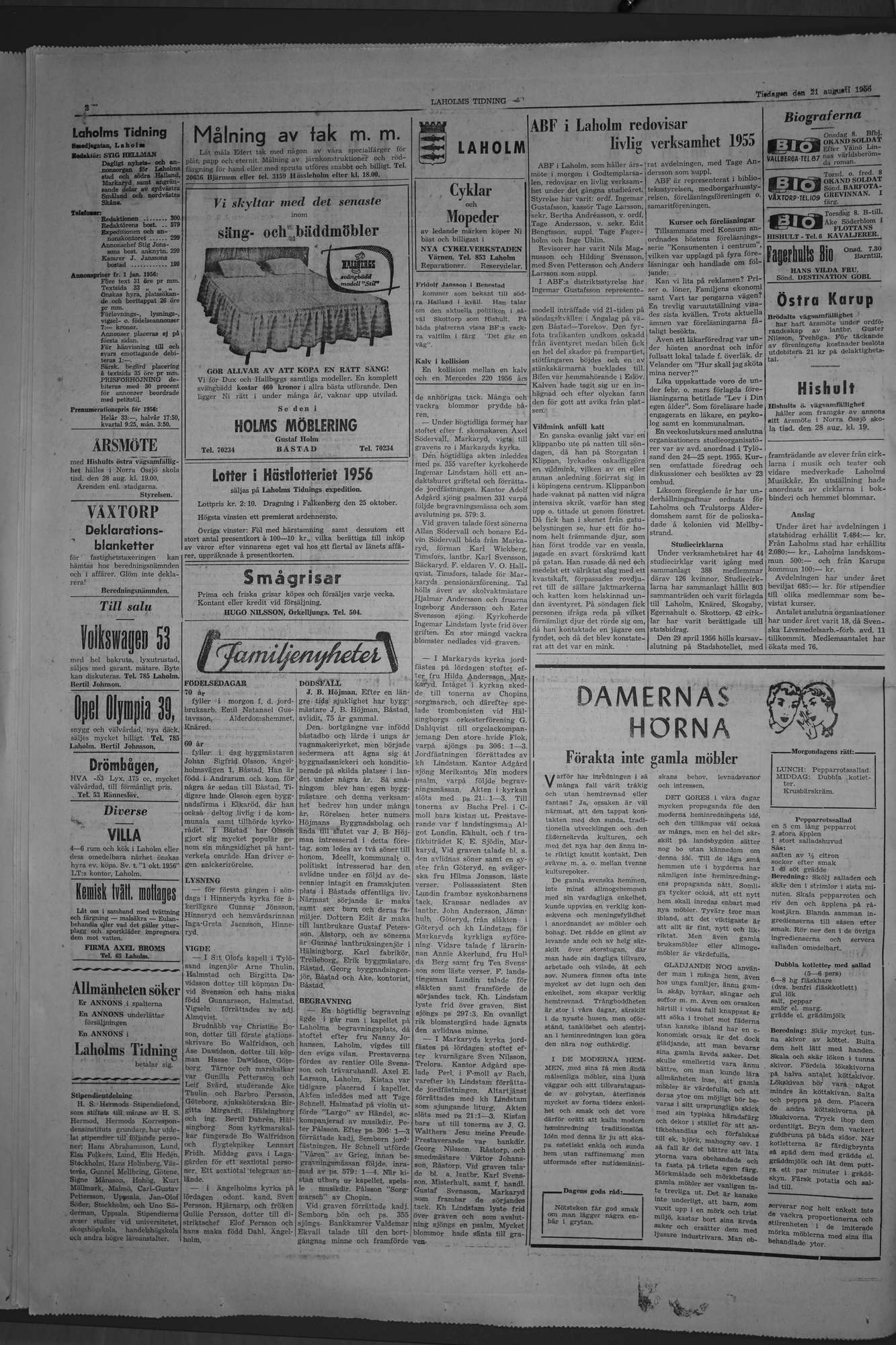 Laholms Tidning Tisdag 21 augusti 1956, sida 2