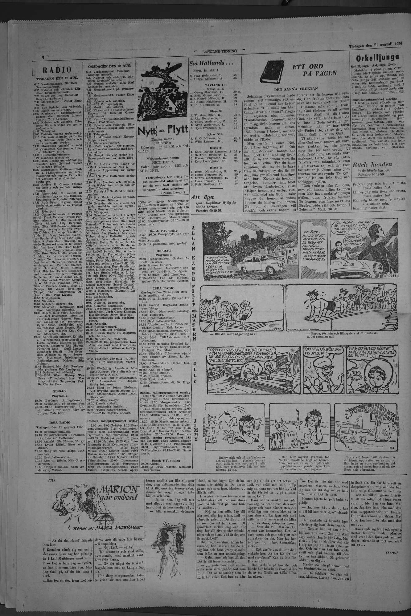Laholms Tidning Tisdag 21 augusti 1956, sida 6