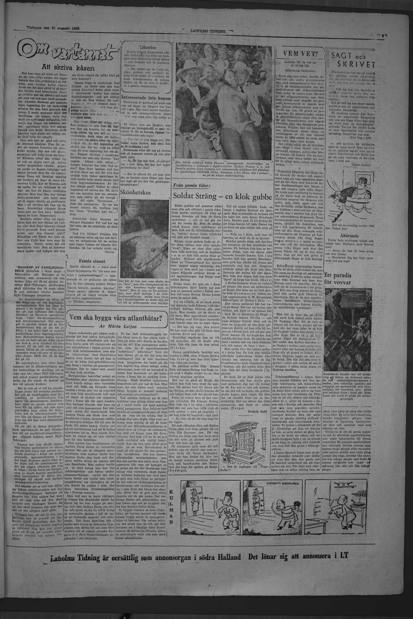 Laholms Tidning Tisdag 21 augusti 1956, sida 7
