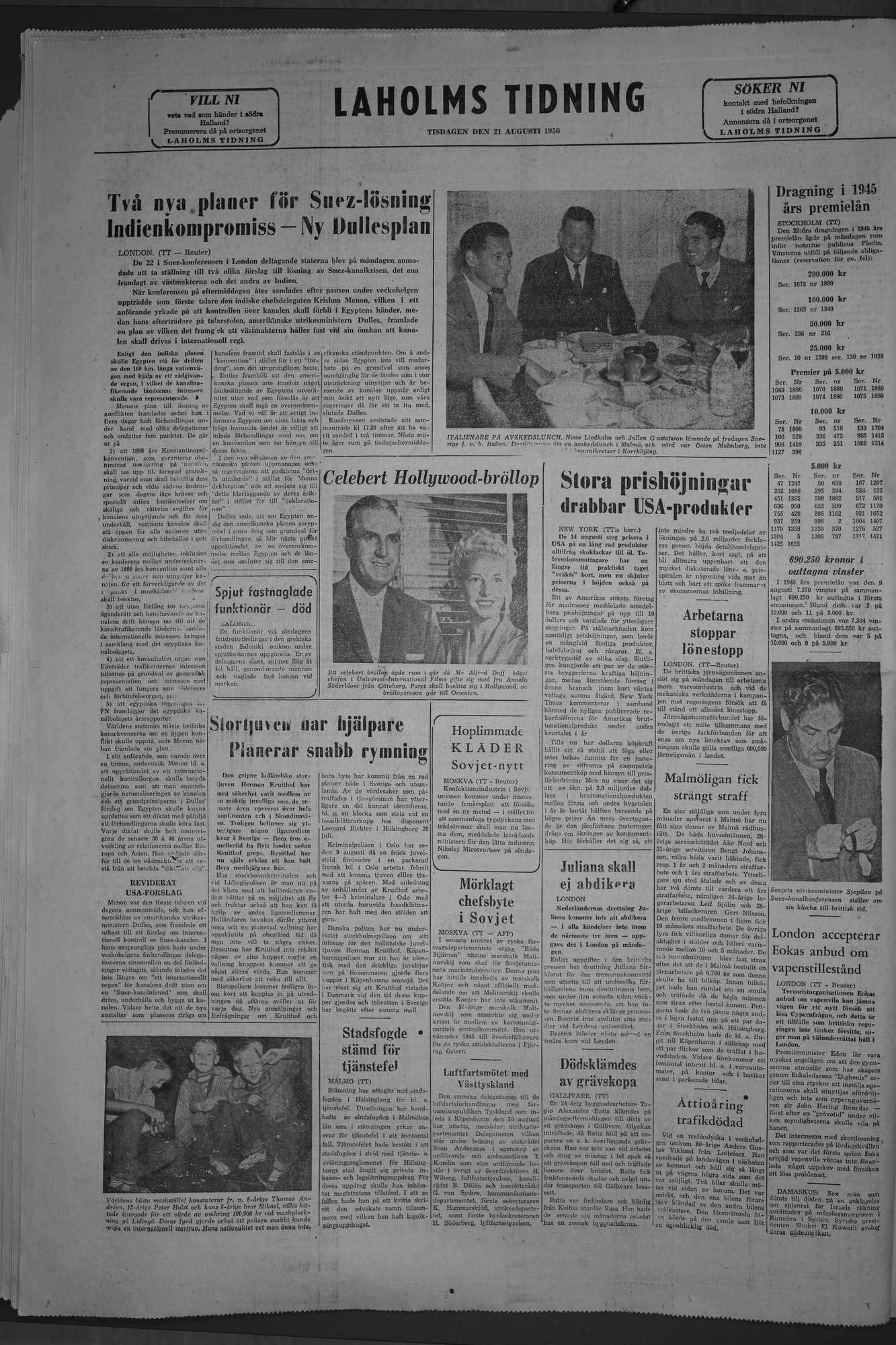 Laholms Tidning Tisdag 21 augusti 1956, sida 8