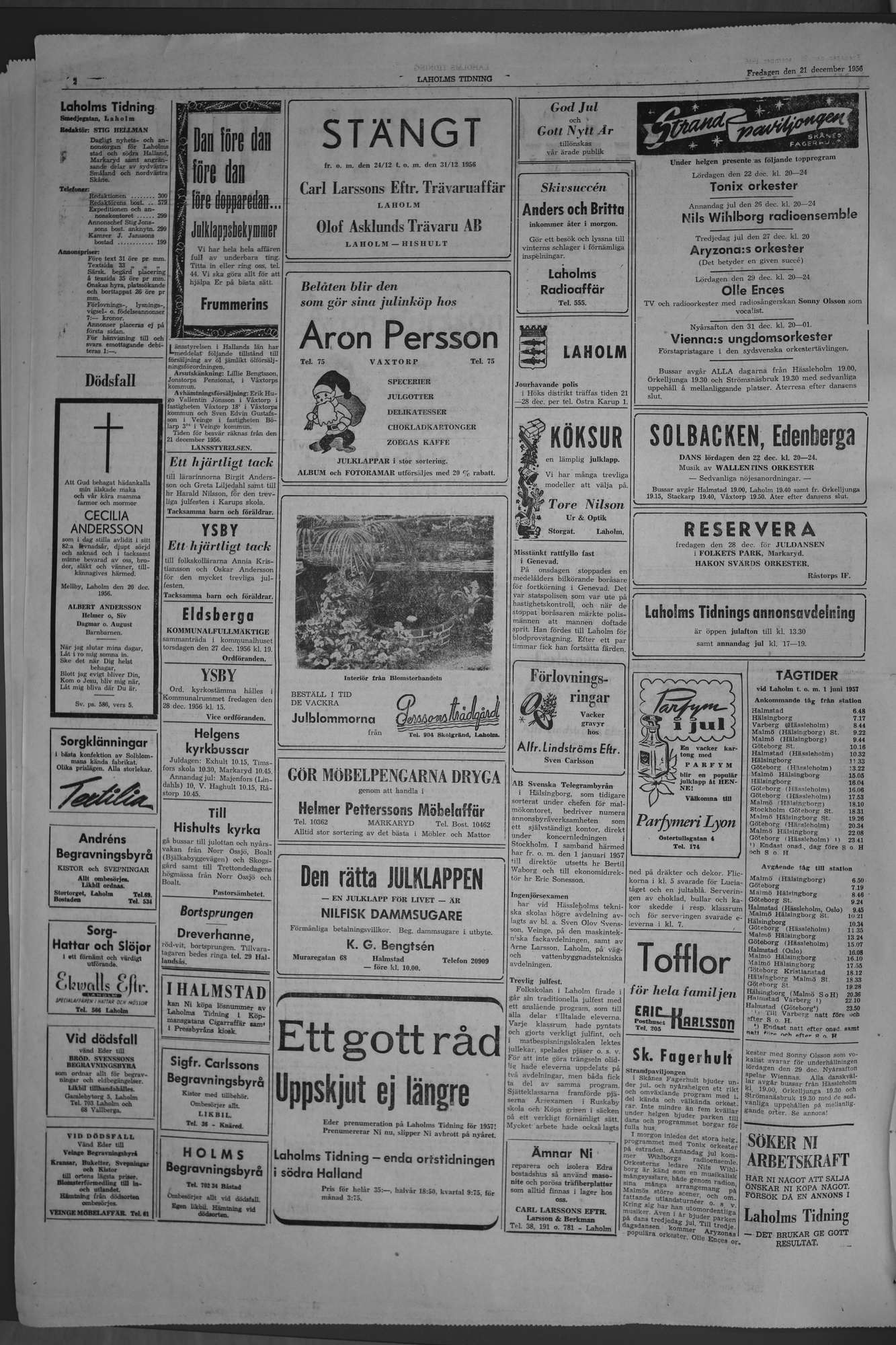 Laholms Tidning Fredag 21 december 1956, sida 2