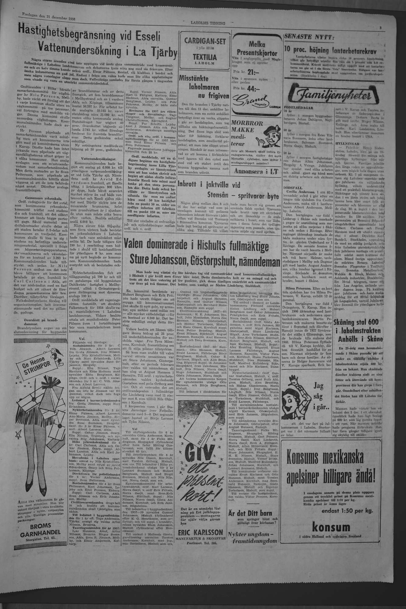 Laholms Tidning Fredag 21 december 1956, sida 3