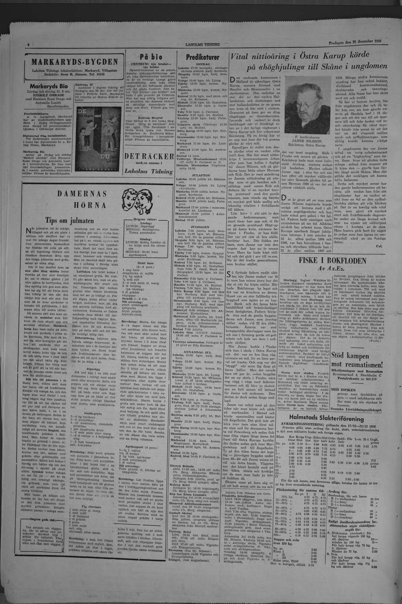 Laholms Tidning Fredag 21 december 1956, sida 4
