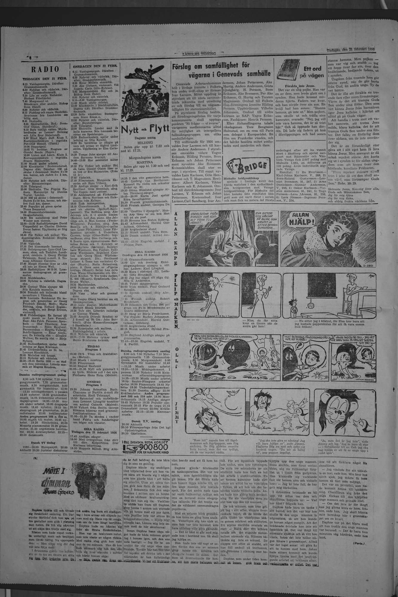 Laholms Tidning Tisdag 21 februari 1956, sida 6