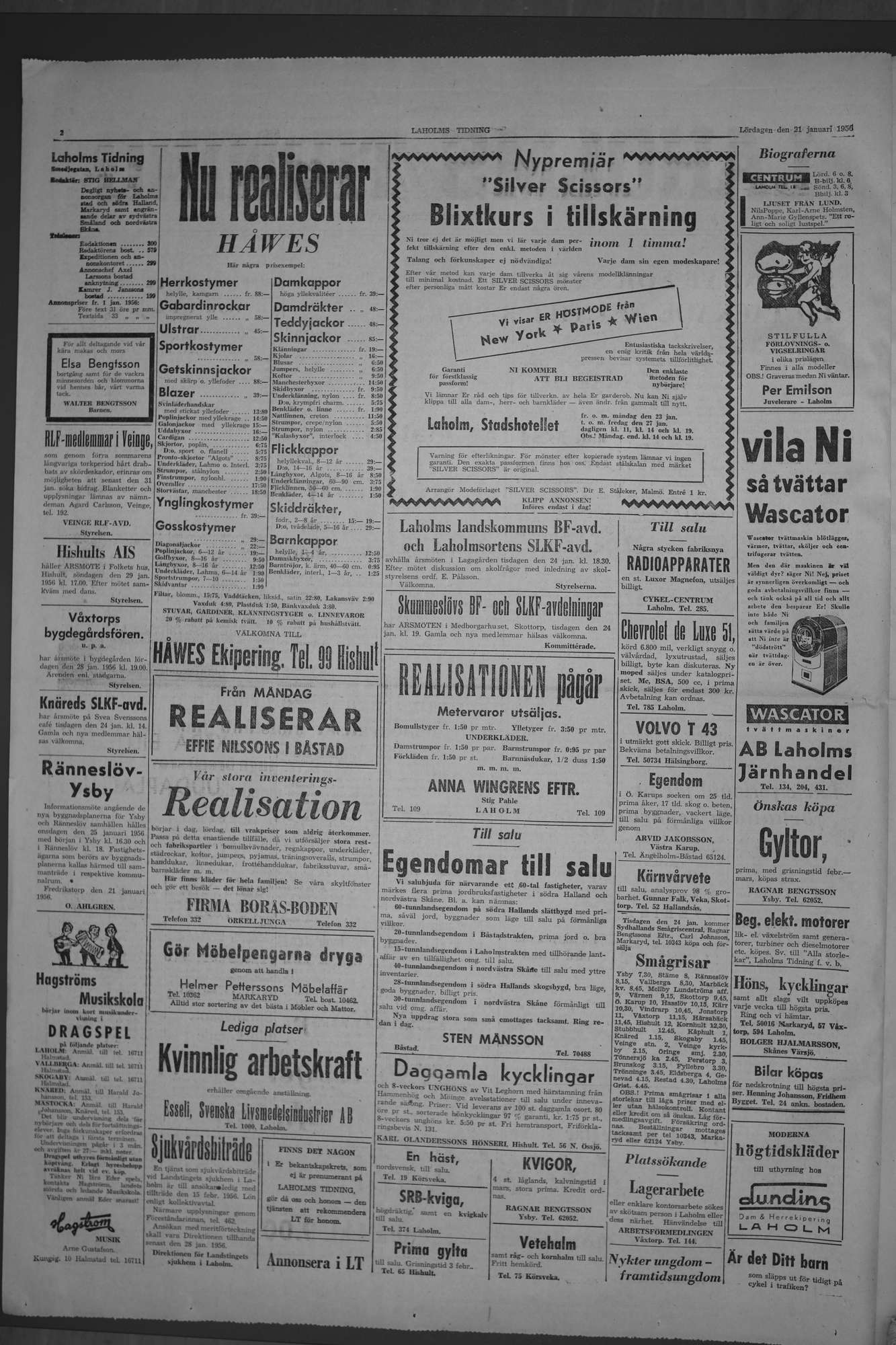Laholms Tidning Lördag 21 januari 1956, sida 2