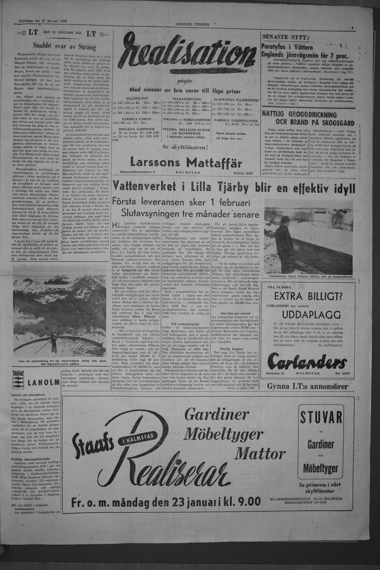 Laholms Tidning Lördag 21 januari 1956, sida 3