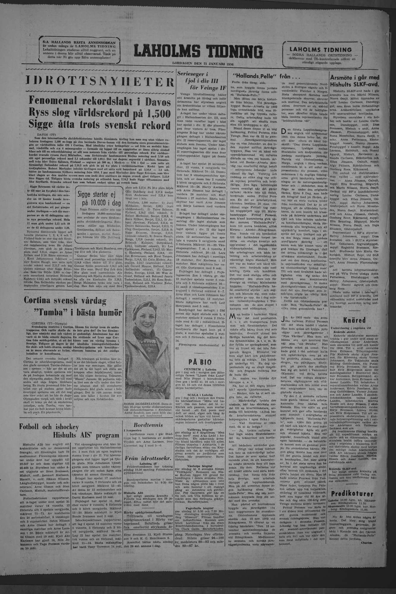 Laholms Tidning Lördag 21 januari 1956, sida 8