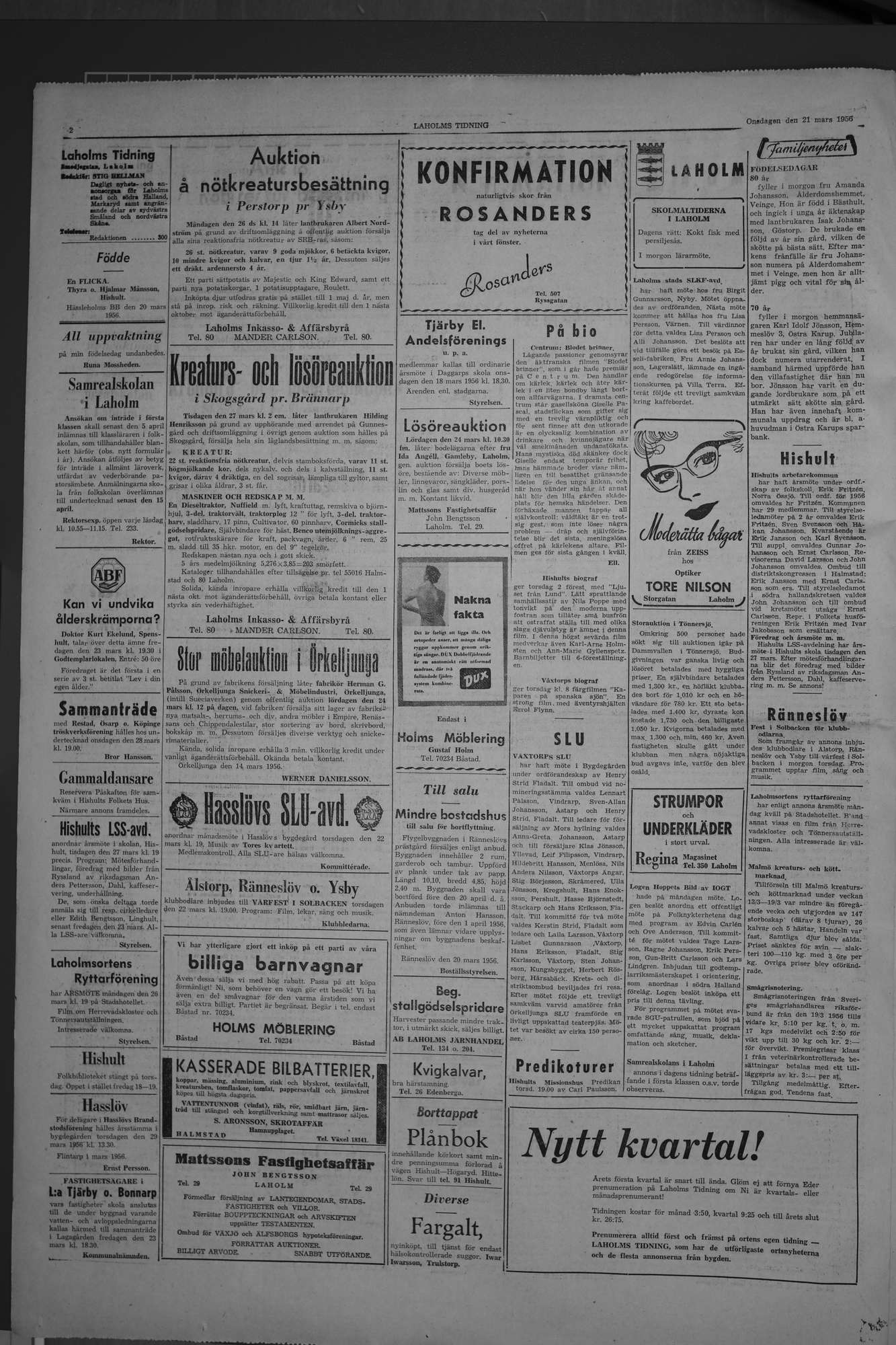 Laholms Tidning Onsdag 21 mars 1956, sida 2