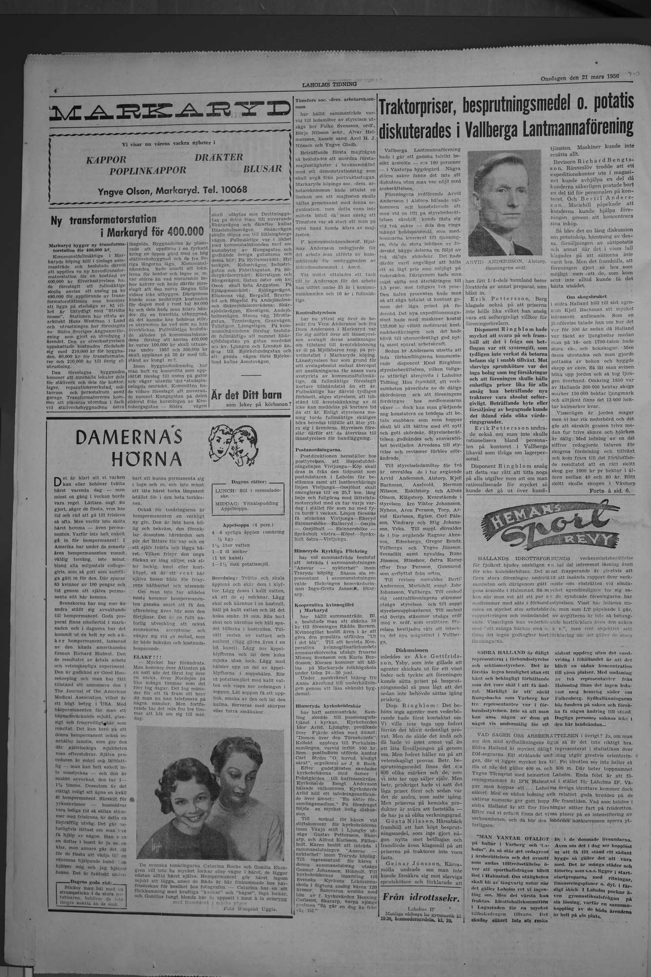 Laholms Tidning Onsdag 21 mars 1956, sida 4