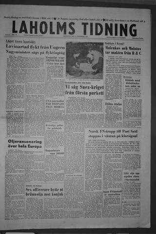 Förstasidan, Onsdag 21 november 1956