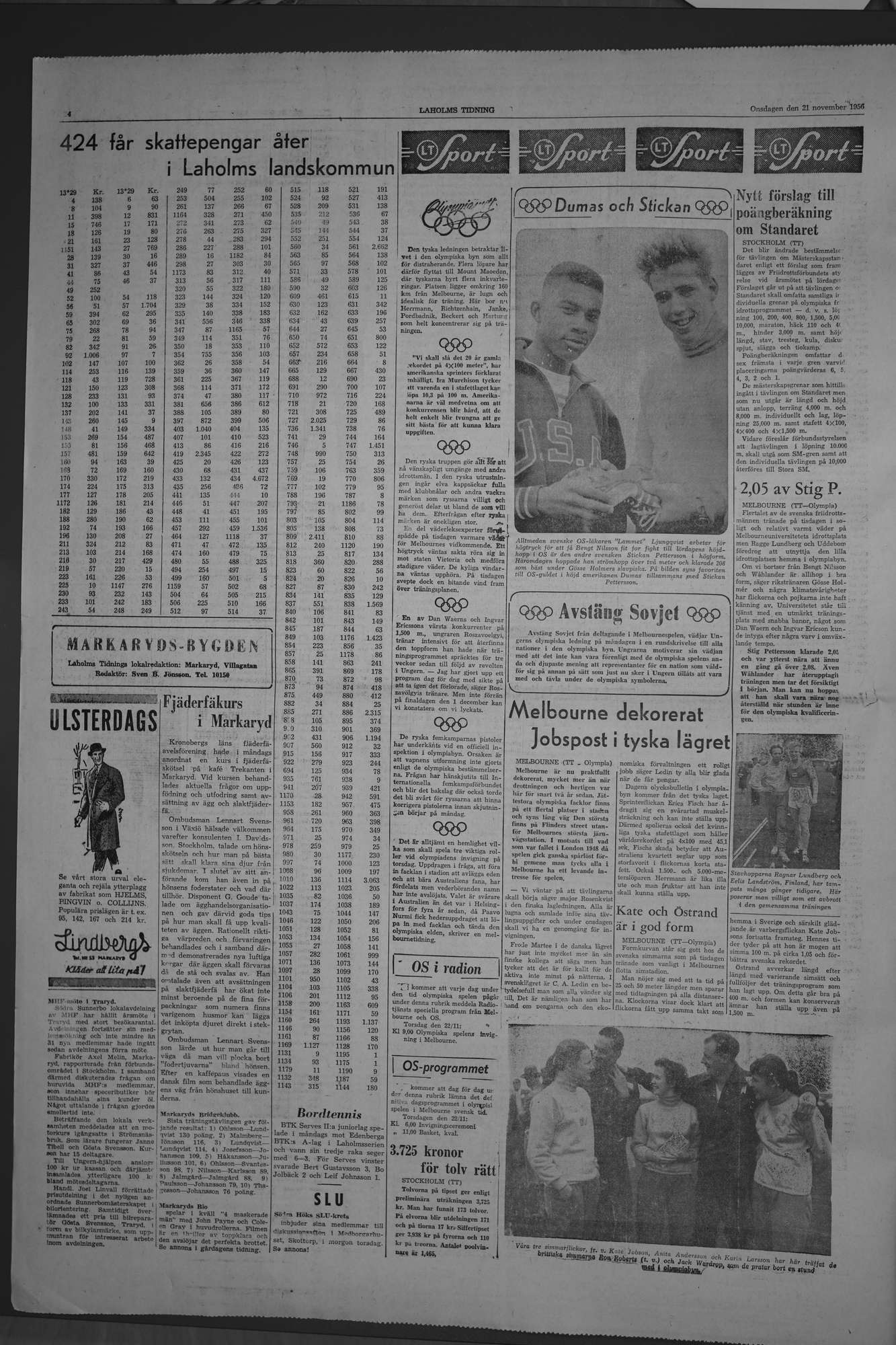 Laholms Tidning Onsdag 21 november 1956, sida 4