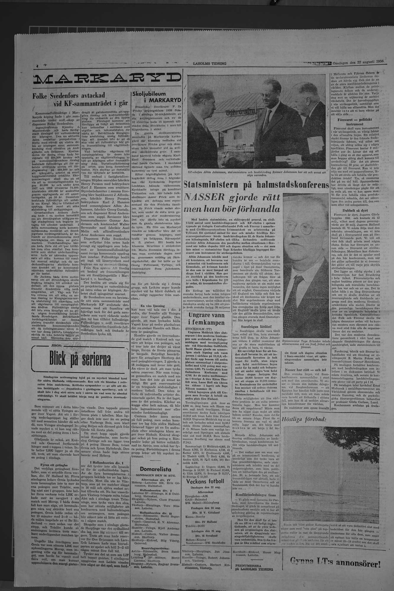 Laholms Tidning Onsdag 22 augusti 1956, sida 4