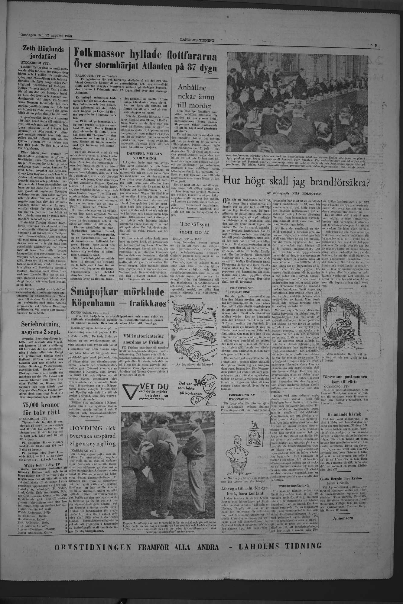 Laholms Tidning Onsdag 22 augusti 1956, sida 5