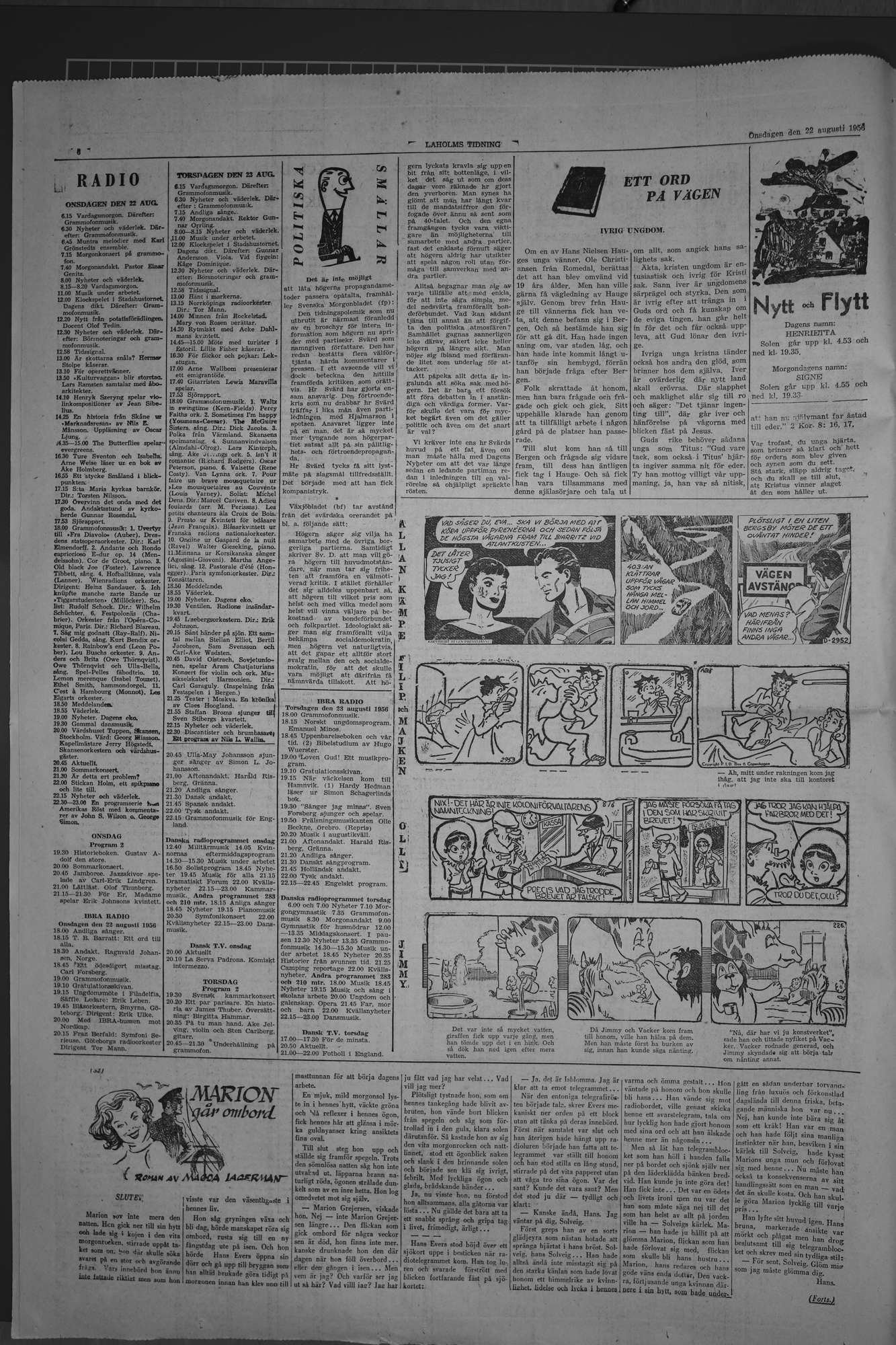 Laholms Tidning Onsdag 22 augusti 1956, sida 6