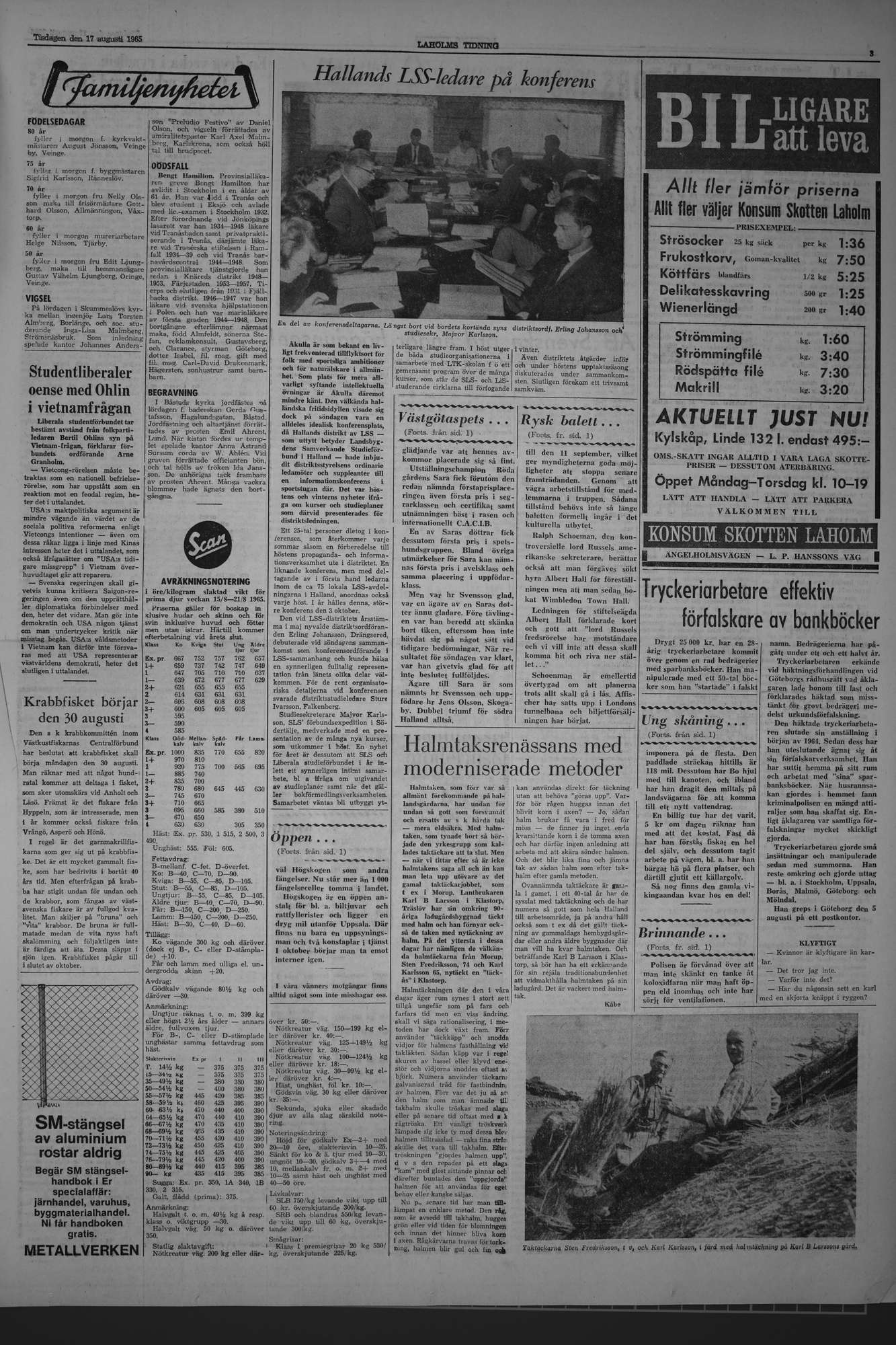 Laholms Tidning Tisdag 17 augusti 1965, sida 3