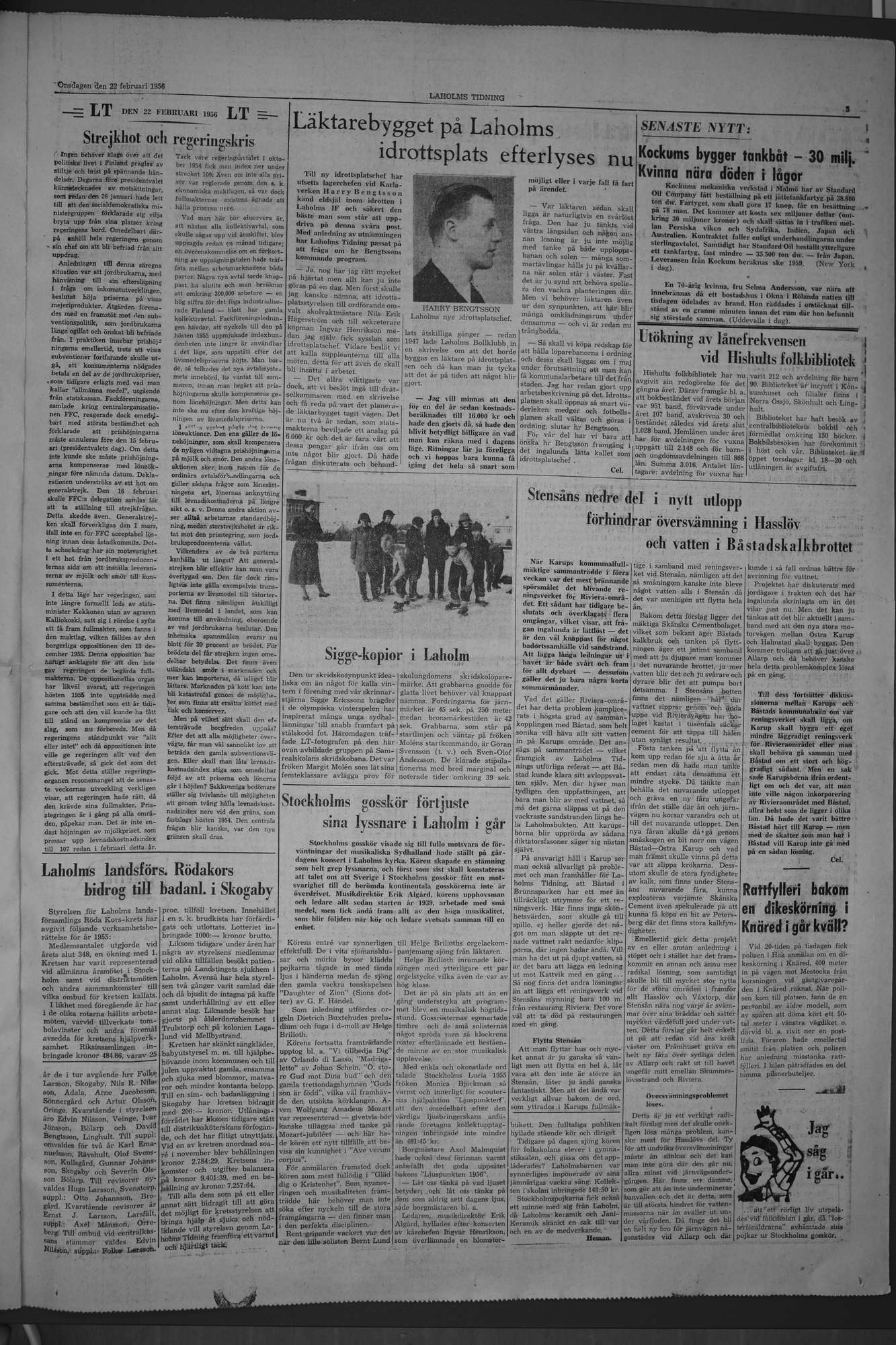 Laholms Tidning Onsdag 22 februari 1956, sida 3