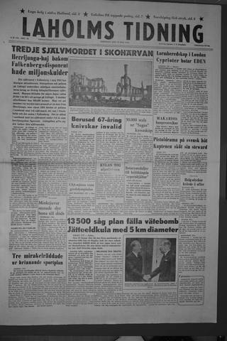 Förstasidan, Tisdag 22 maj 1956