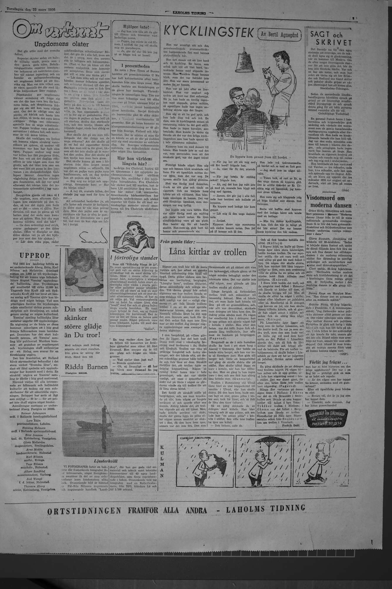 Laholms Tidning Torsdag 22 mars 1956, sida 7
