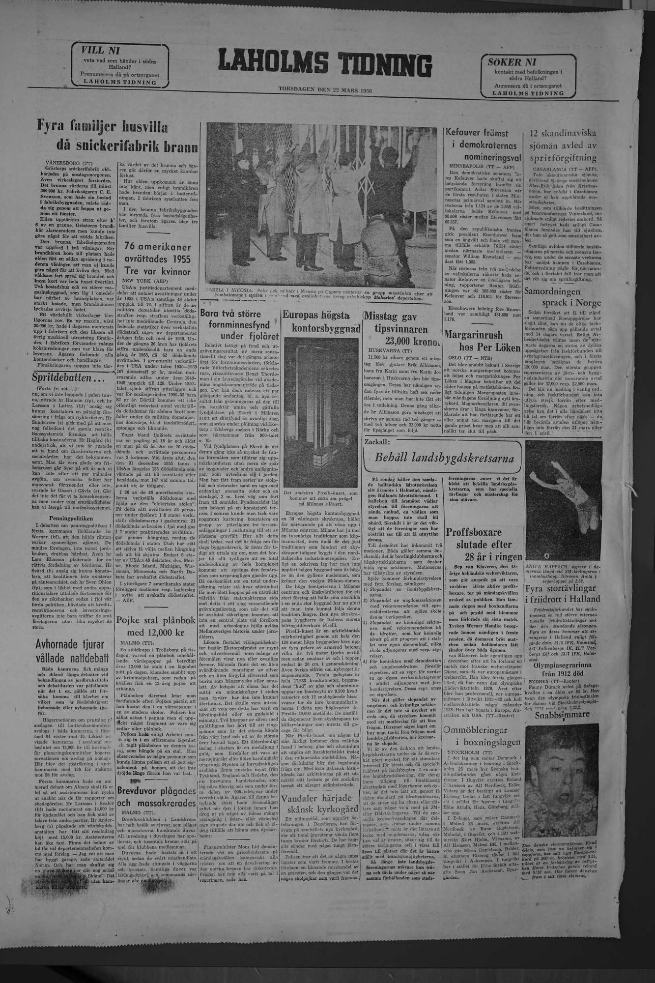 Laholms Tidning Torsdag 22 mars 1956, sida 8