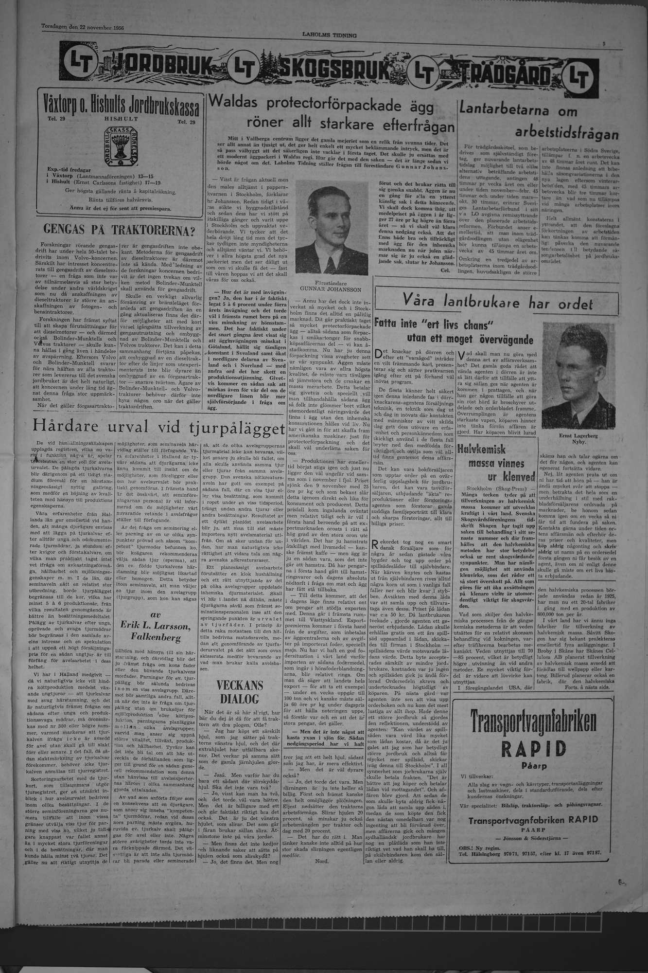 Laholms Tidning Torsdag 22 november 1956, sida 5