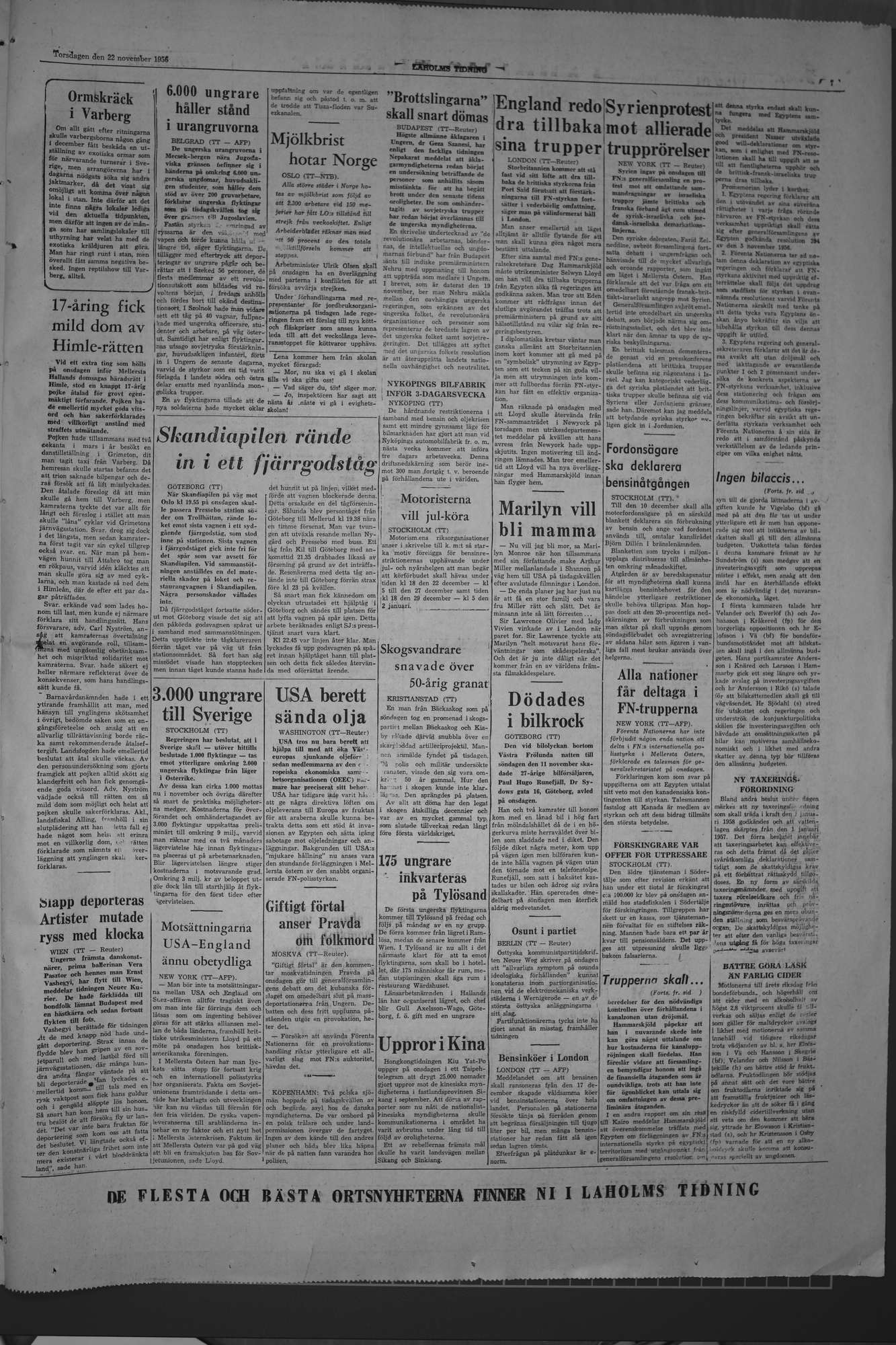 Laholms Tidning Torsdag 22 november 1956, sida 7