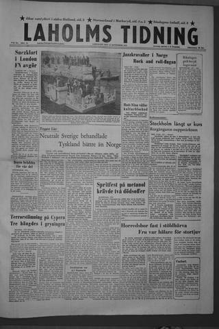Förstasidan, Lördag 22 september 1956